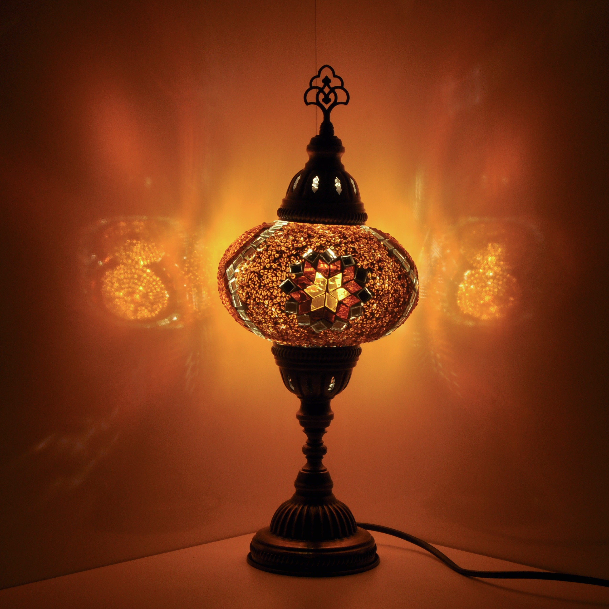 MoslandHome Handmade Turkish Mosaic Table Lamp 6.5in Bohemian