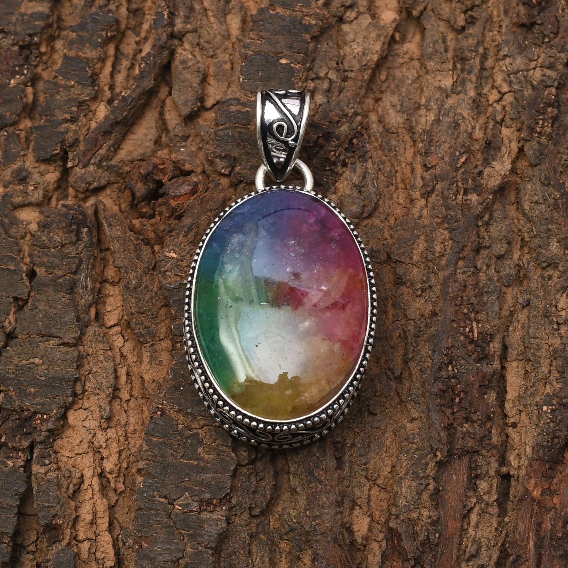 Solar Quartz 925 Sterling Silver Pendant Necklace Handmade Jewelry