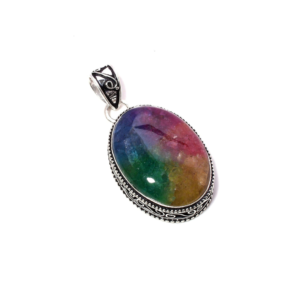 Solar Quartz 925 Sterling Silver Pendant Necklace Handmade Jewelry