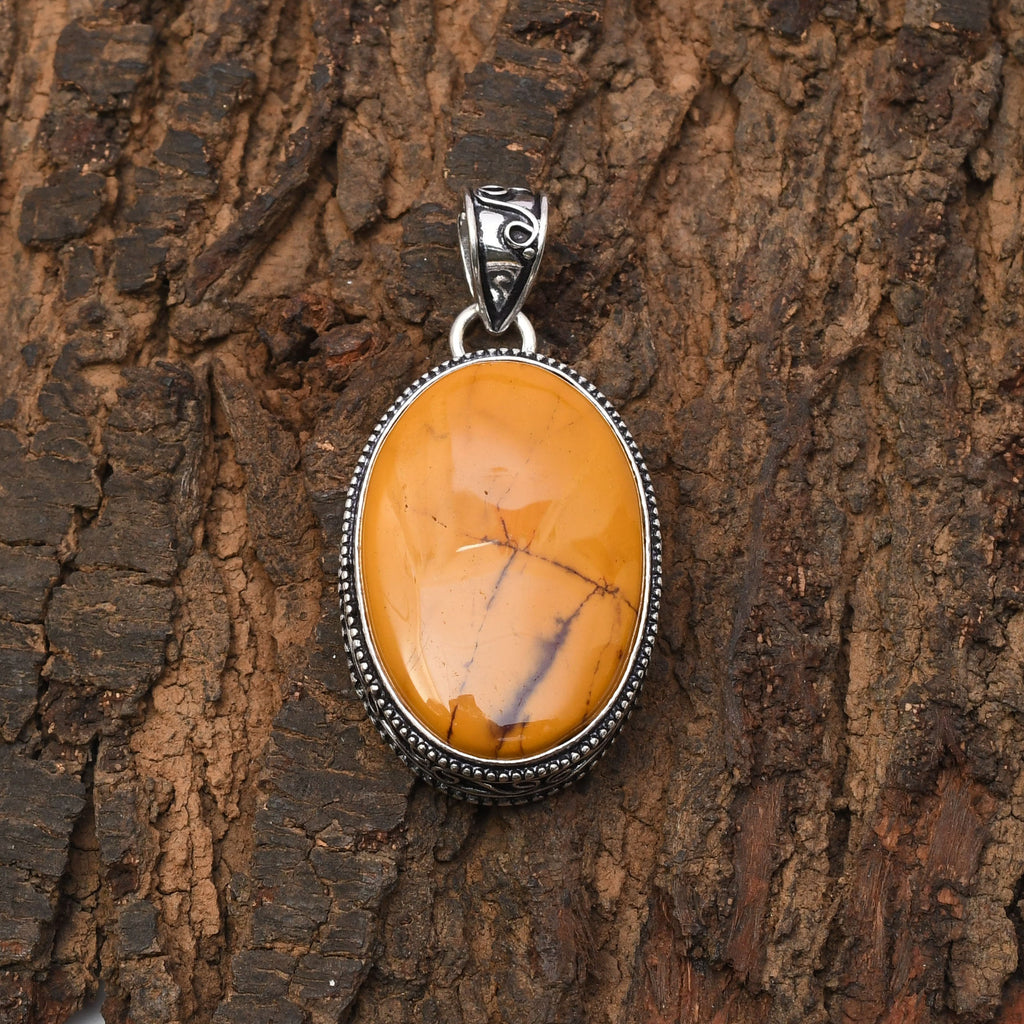 EkkJewels Handmade Mookaite Gemstone 925 Sterling Silver Pendant Jewelry