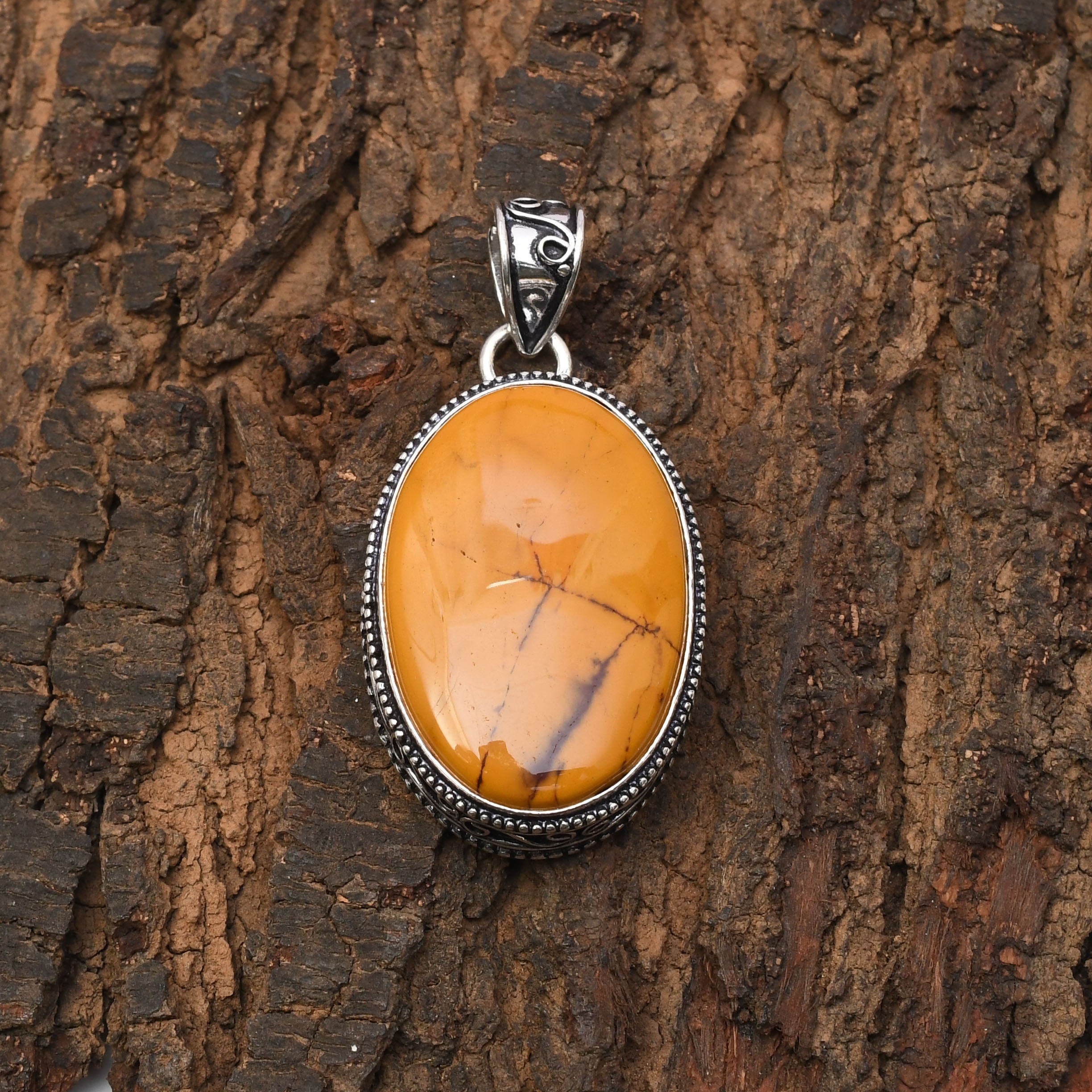 EkkJewels Handmade Mookaite Gemstone 925 Sterling Silver Pendant Jewelry