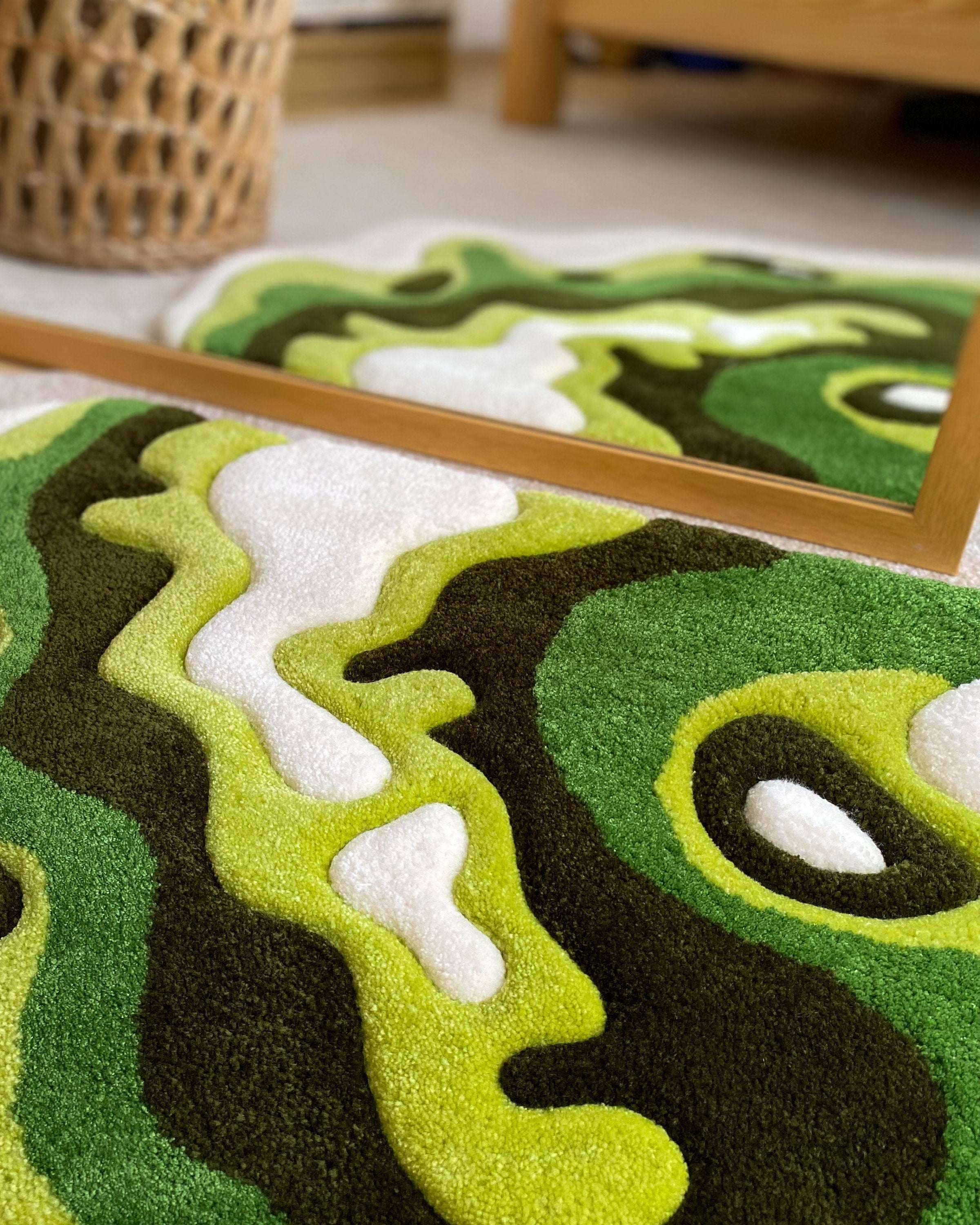 LargoModern Green Moss Handmade Tufted Rug Fluffy Custom