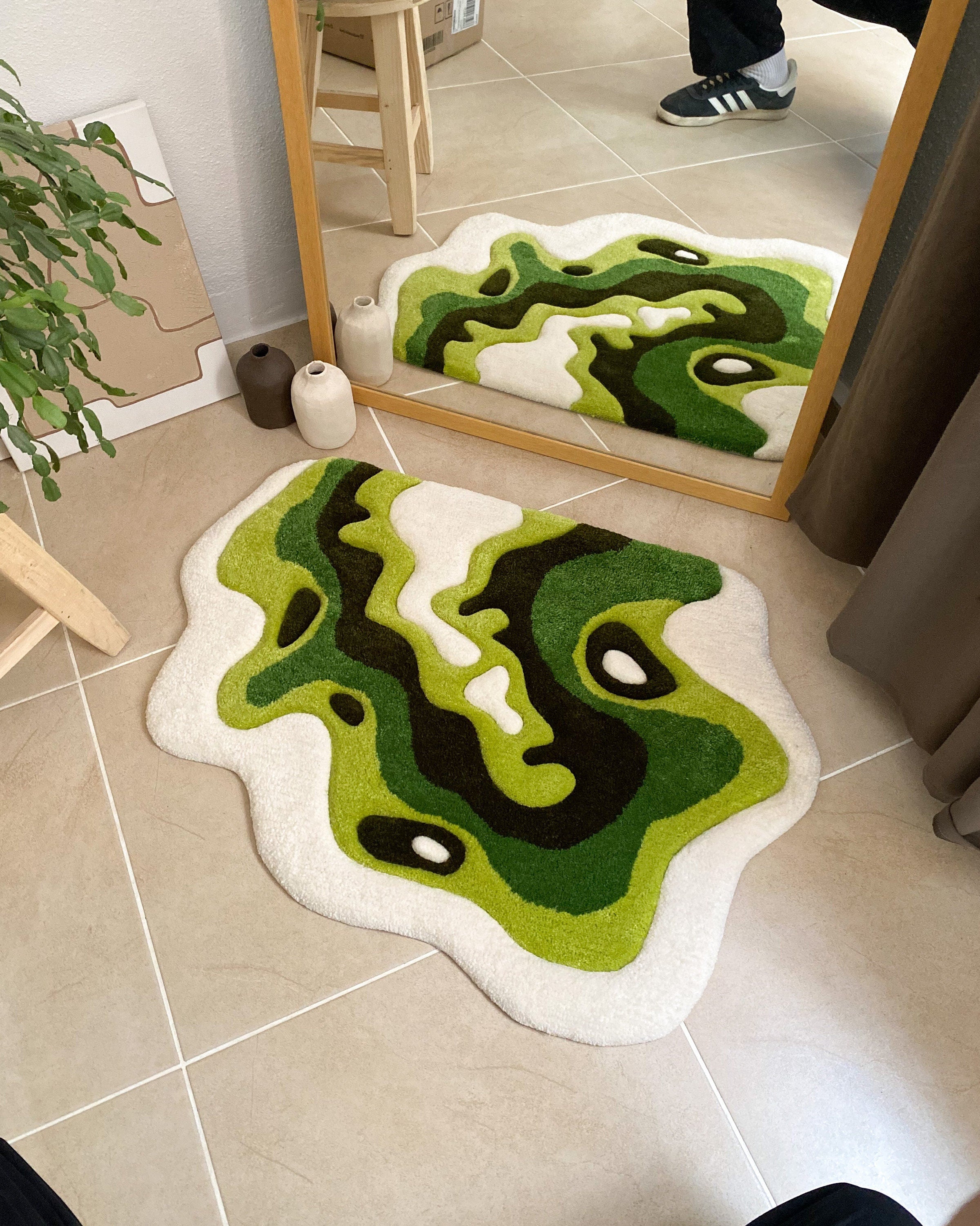 LargoModern Green Moss Handmade Tufted Rug Fluffy Custom