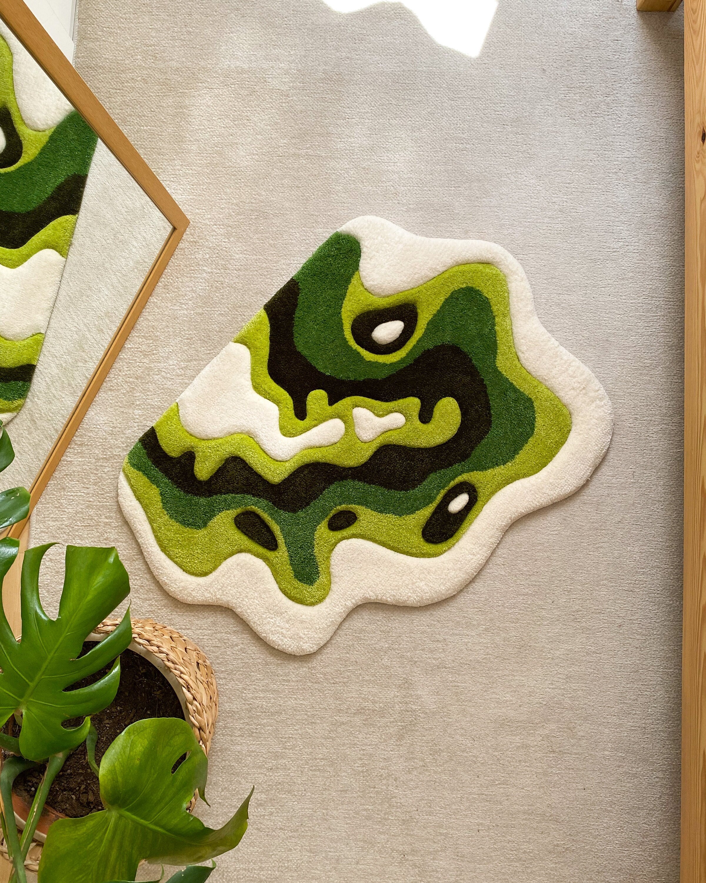 LargoModern Green Moss Handmade Tufted Rug Fluffy Custom