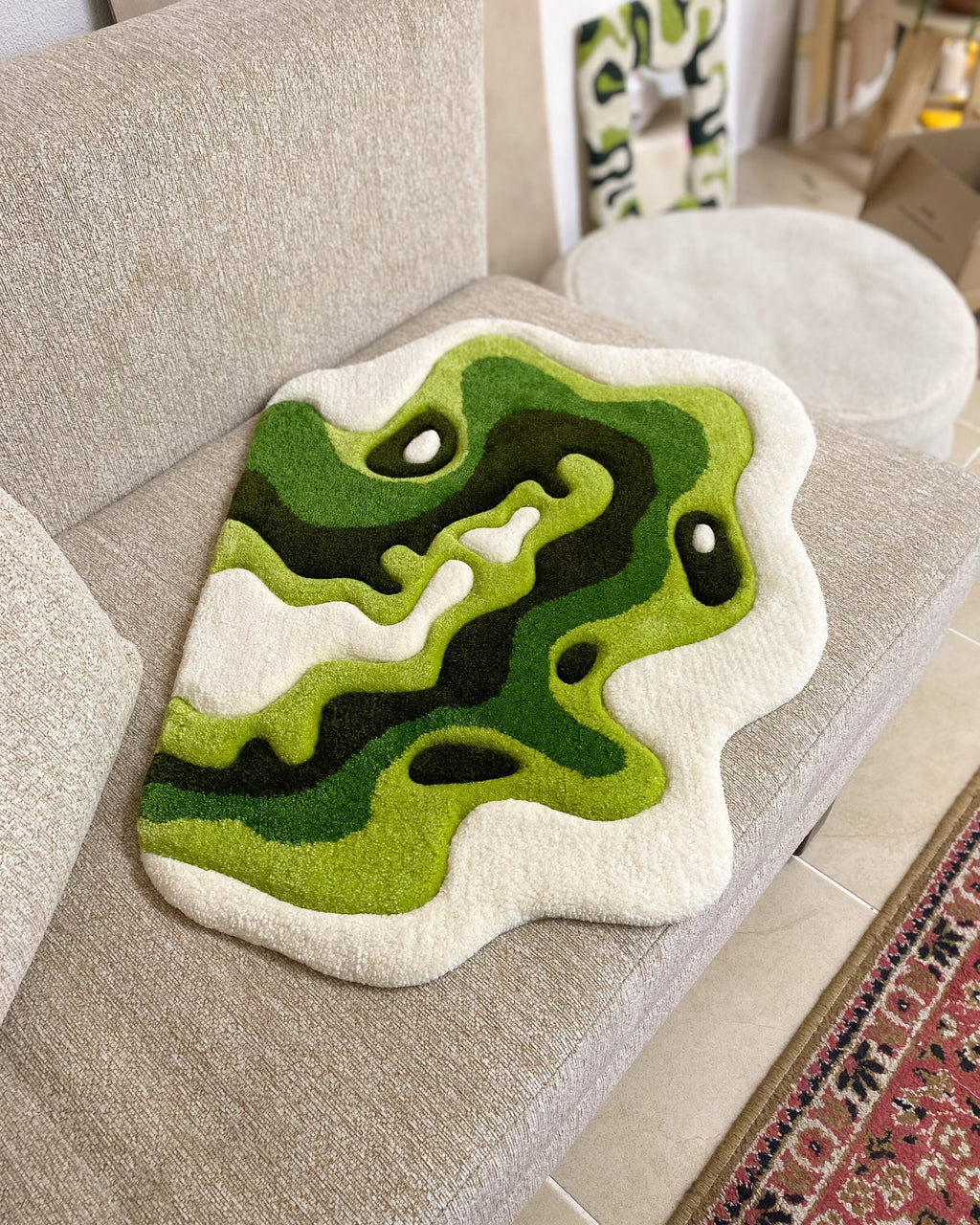 LargoModern Green Moss Handmade Tufted Rug Fluffy Custom