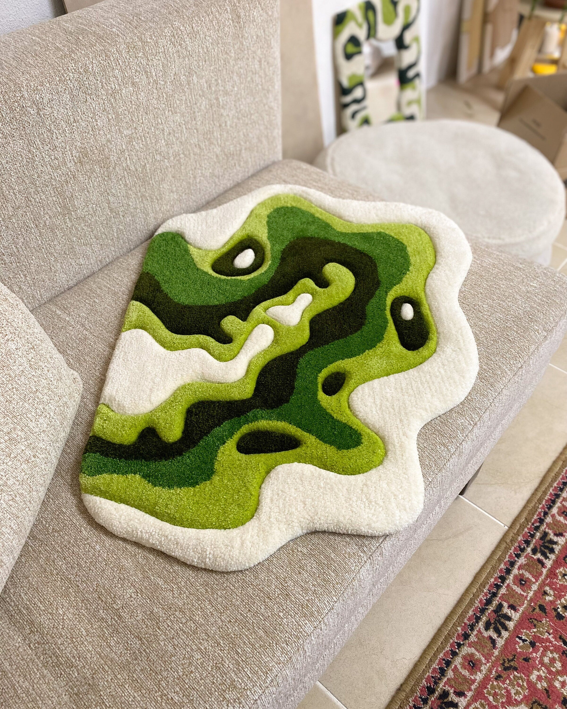 LargoModern Green Moss Handmade Tufted Rug Fluffy Custom