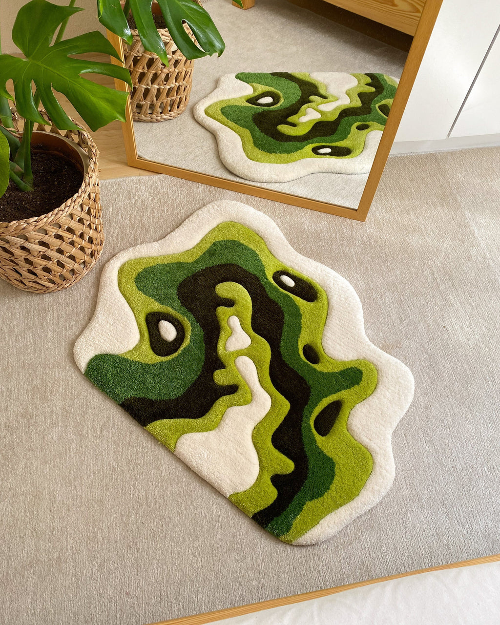LargoModern Green Moss Handmade Tufted Rug Fluffy Custom