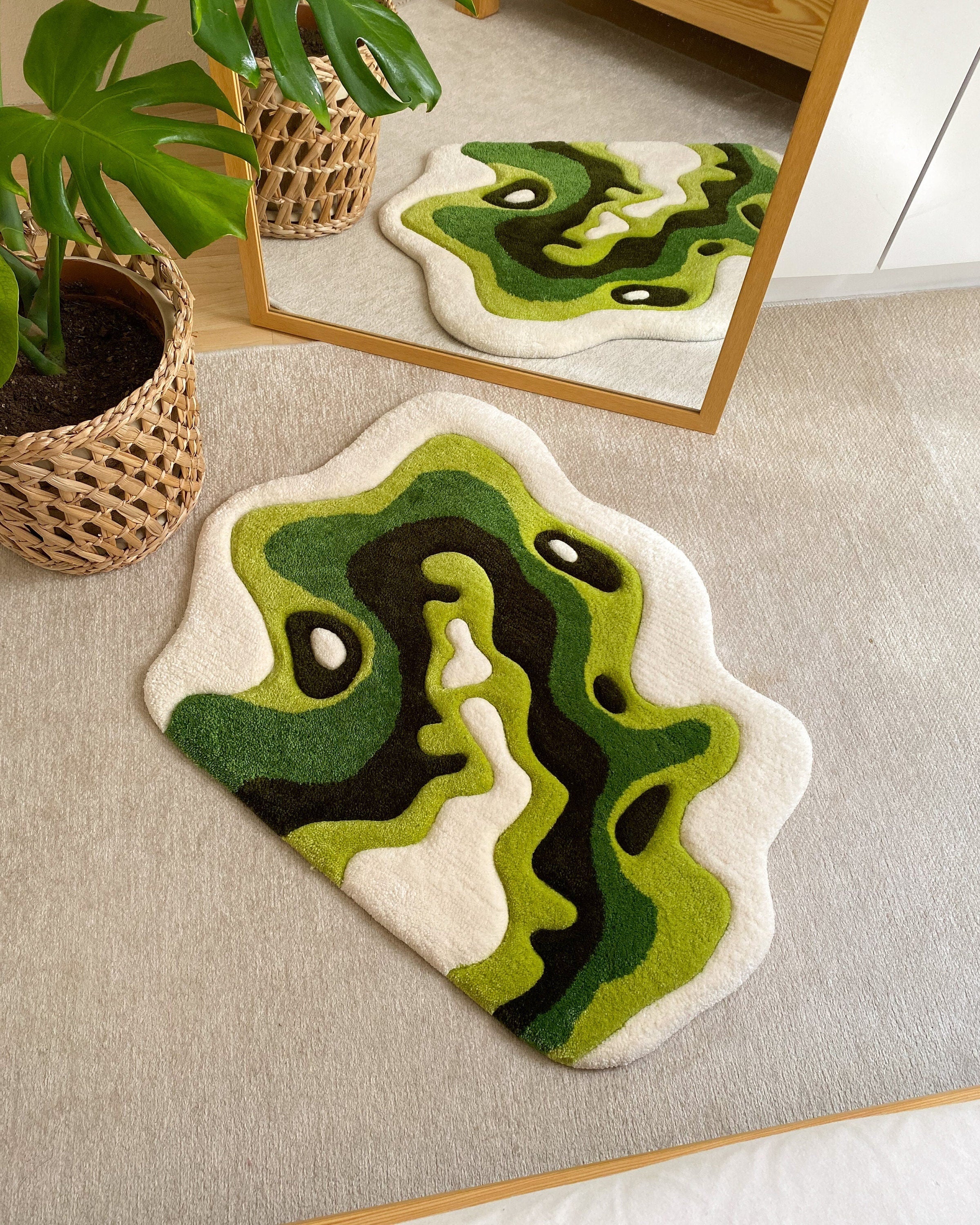 LargoModern Green Moss Handmade Tufted Rug Fluffy Custom