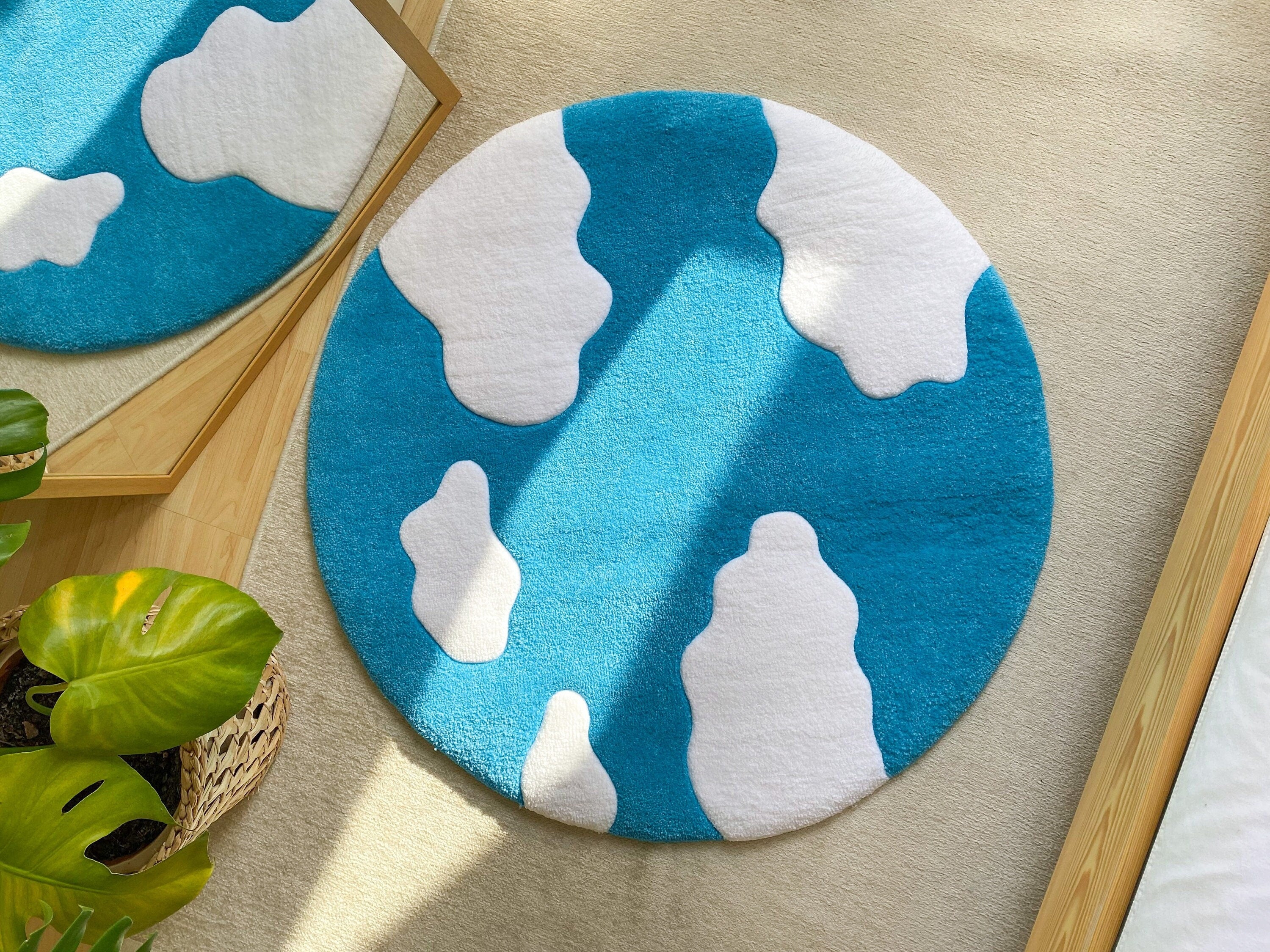 LargoModern Sky Tufted Rug Round Cloud Design Handmade Soft