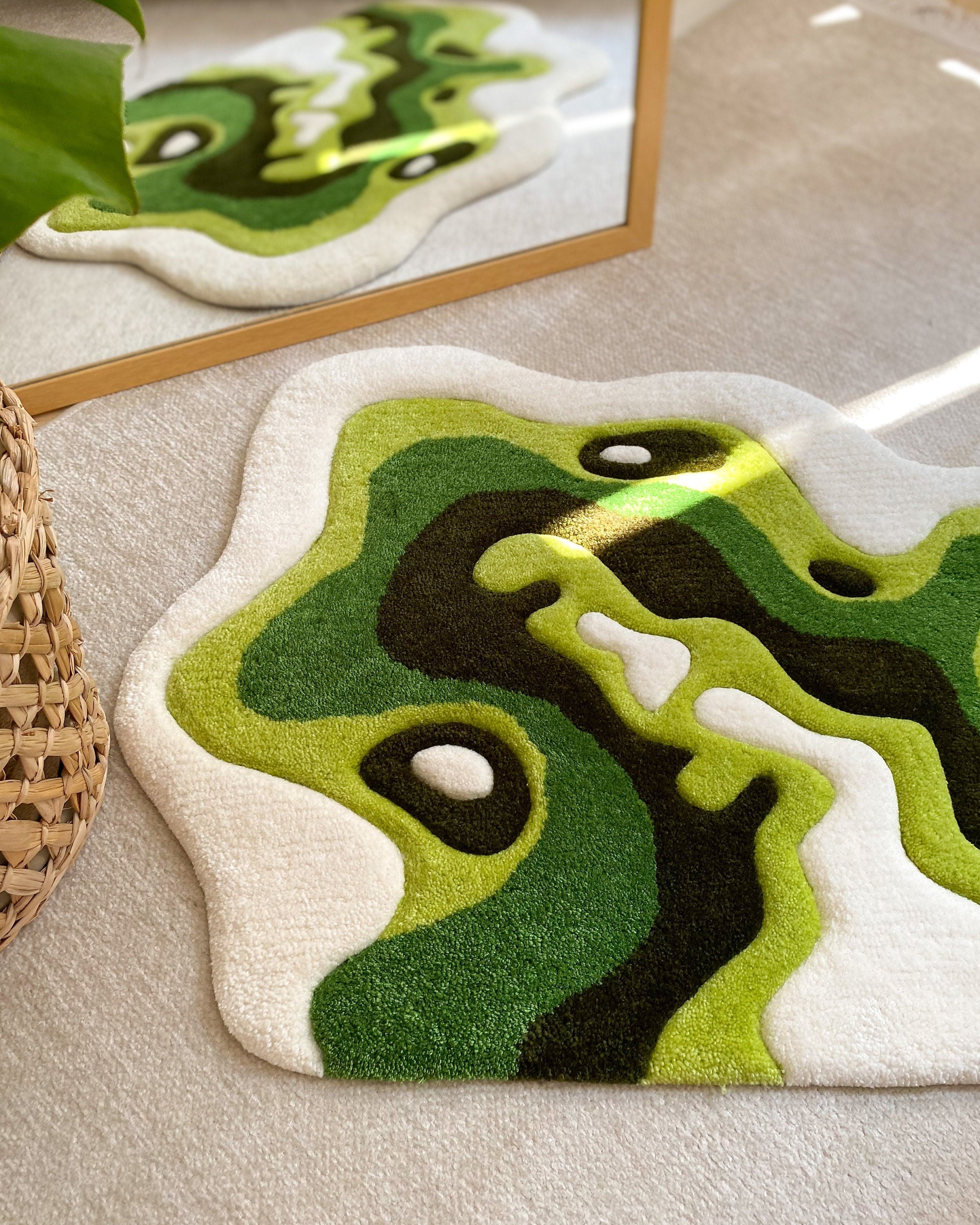 LargoModern Green Moss Handmade Tufted Rug Fluffy Custom