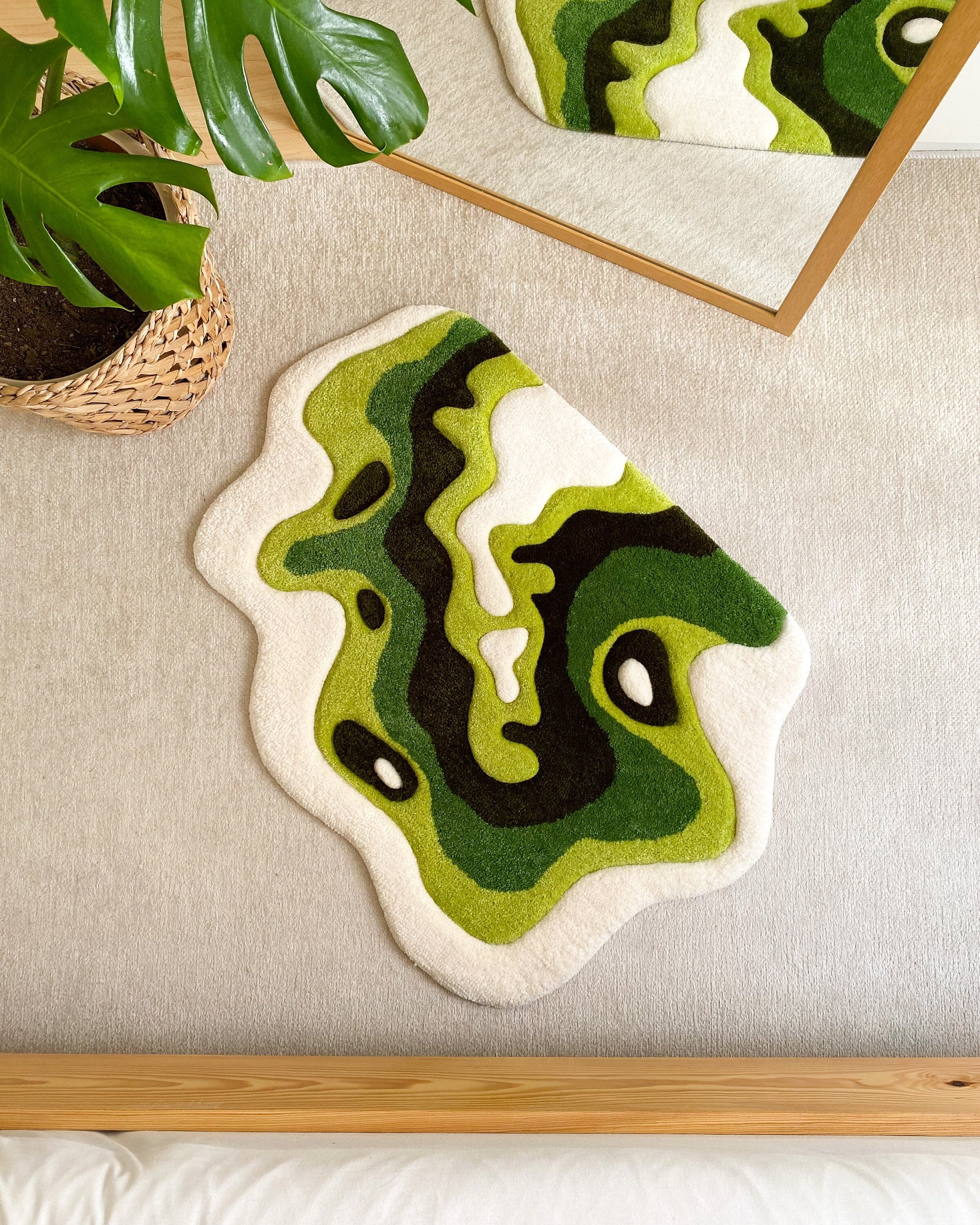 LargoModern Green Moss Handmade Tufted Rug Fluffy Custom
