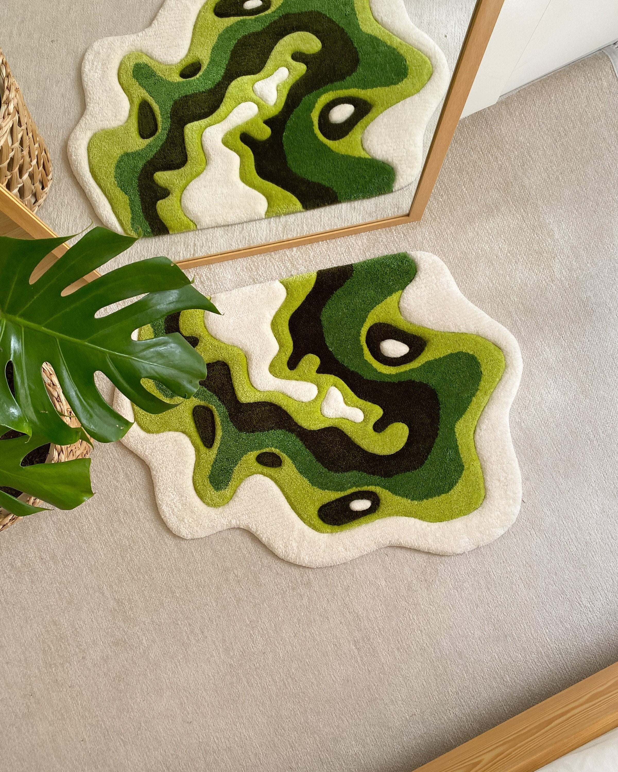 LargoModern Green Moss Handmade Tufted Rug Fluffy Custom