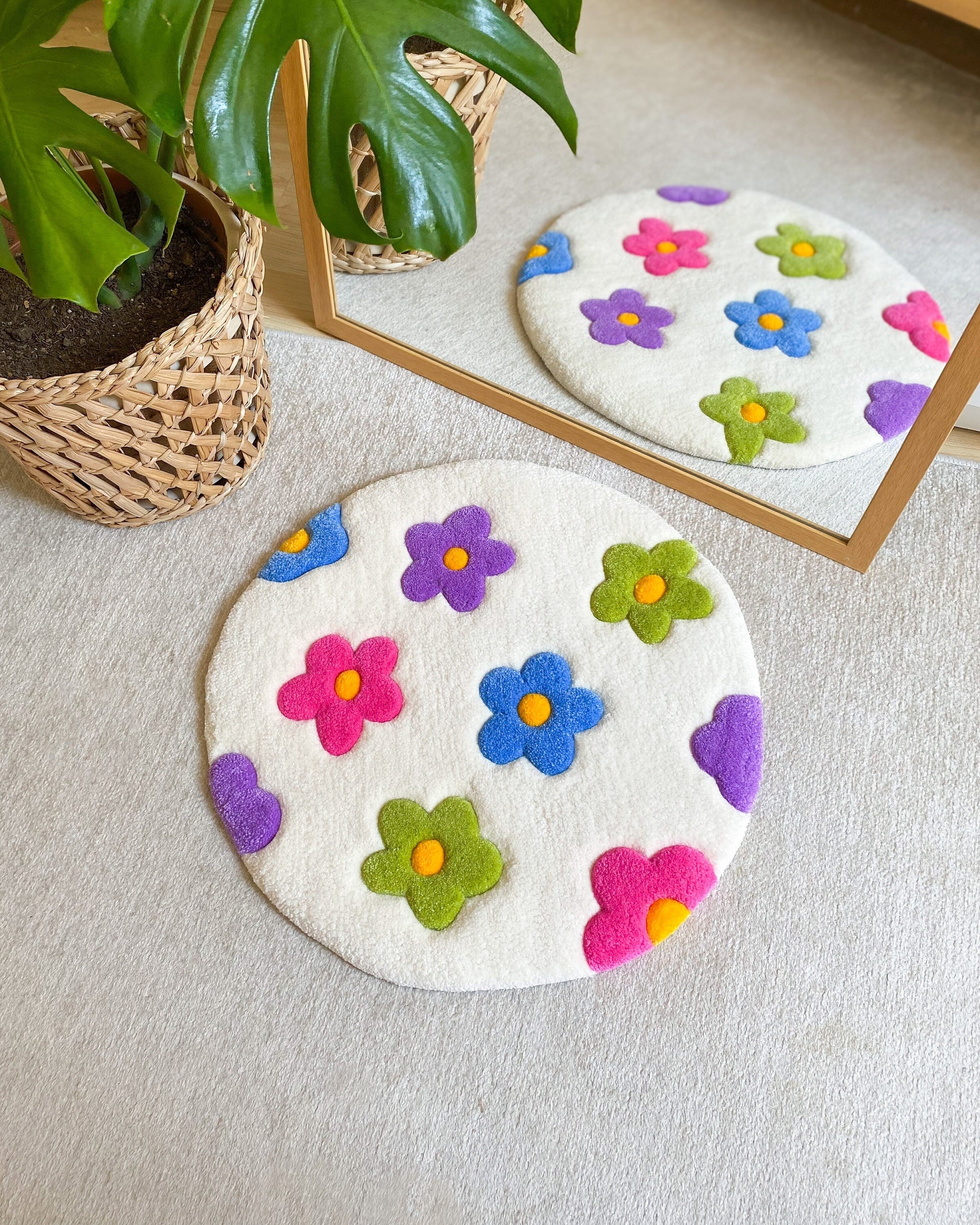 LargoModern Flower Hand Tufted Rug Soft Aesthetic Decorative Floor Rug
