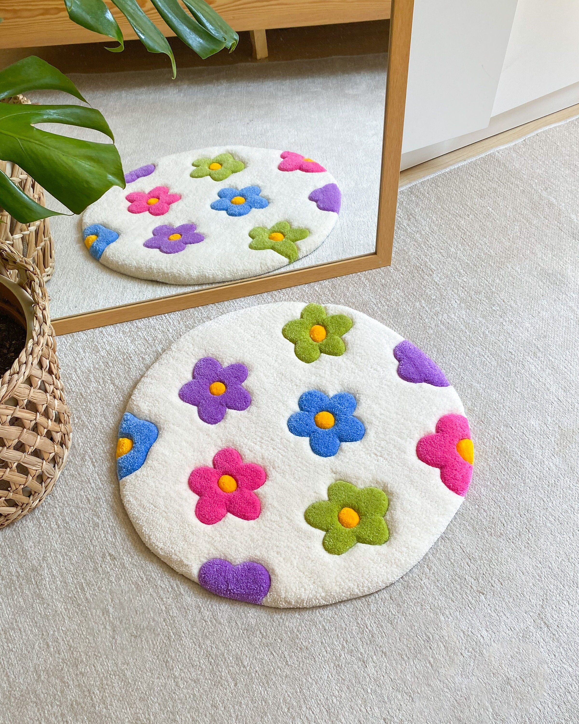 LargoModern Flower Hand Tufted Rug Soft Aesthetic Decorative Floor Rug