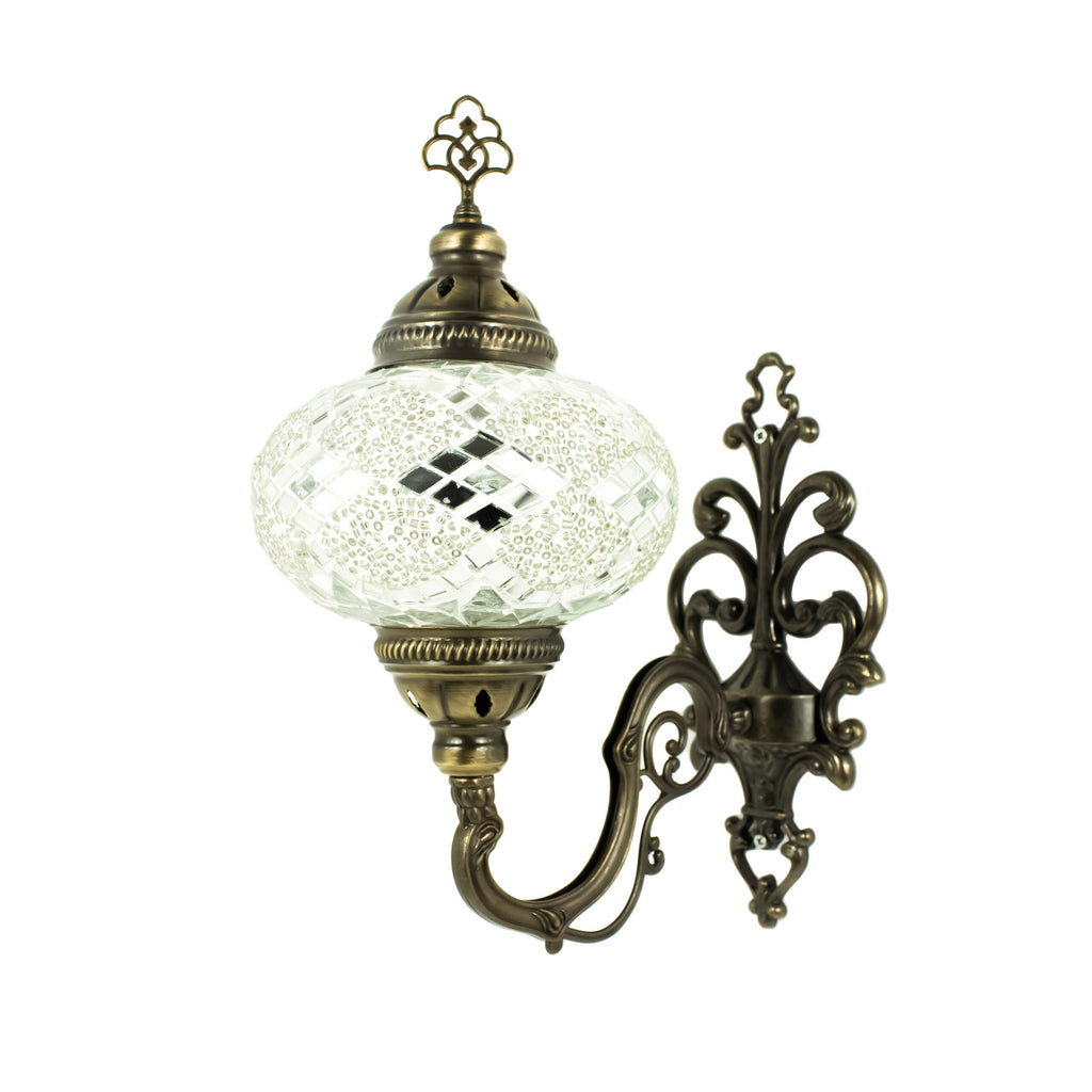 MoslandHome Handmade Turkish Mosaic Wall Sconce Bronze Base