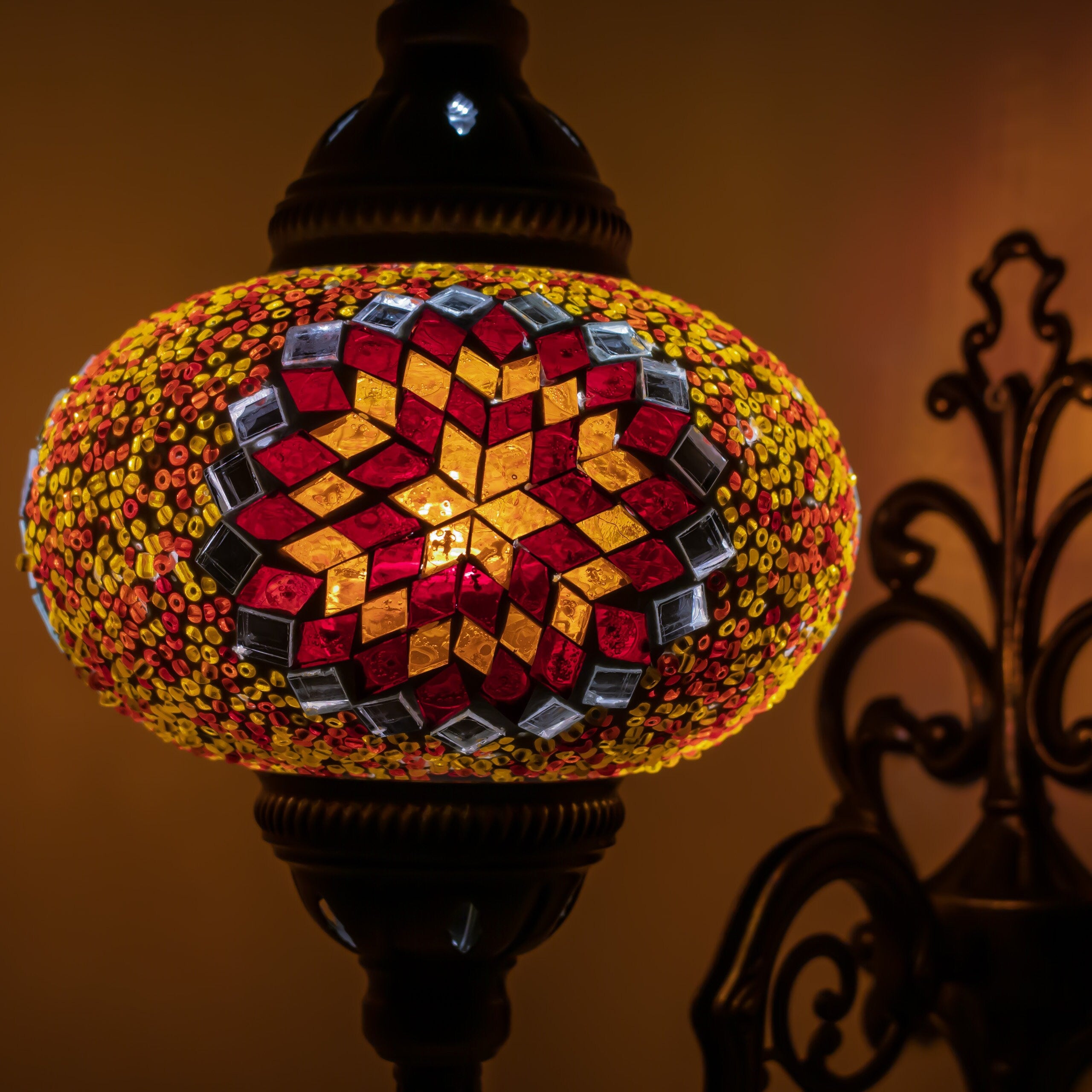 MoslandHome Turkish Moroccan Mosaic Wall Sconce Lamp 6.5in Bronze Base