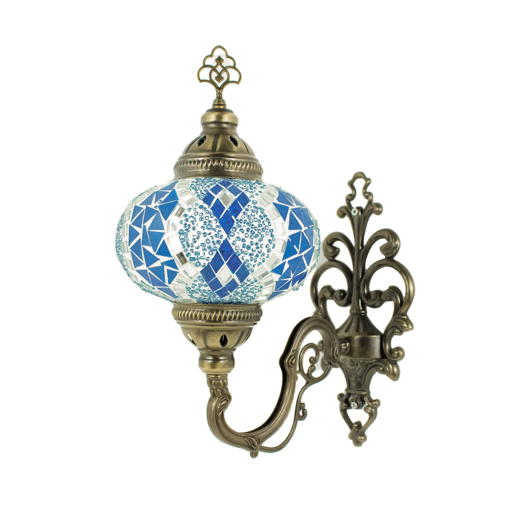 MoslandHome Turkish Moroccan Mosaic Wall Sconce Tiffany Style Mosaic Glass Shade 6.5in