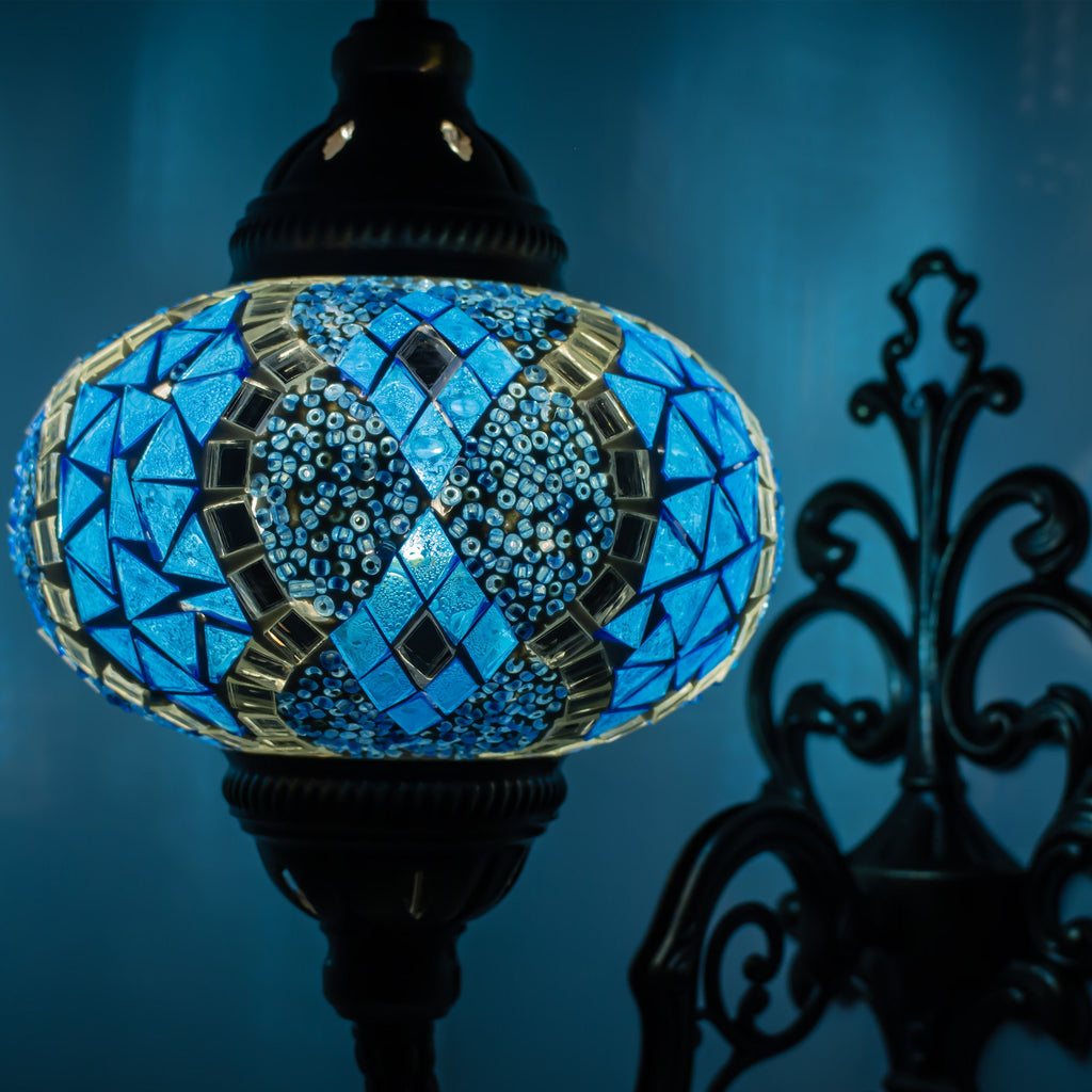 MoslandHome Turkish Moroccan Mosaic Wall Sconce Tiffany Style Mosaic Glass Shade 6.5in