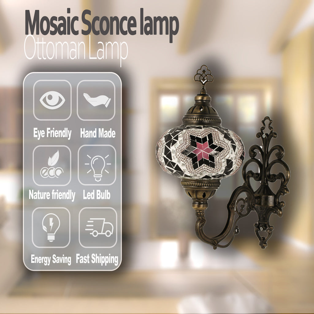 MoslandHome Turkish Moroccan Mosaic Wall Sconce Lamp