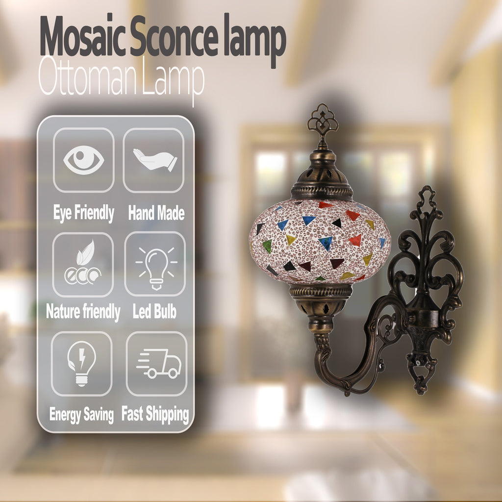 MoslandHome Turkish Moroccan Mosaic Wall Sconce Tiffany Style