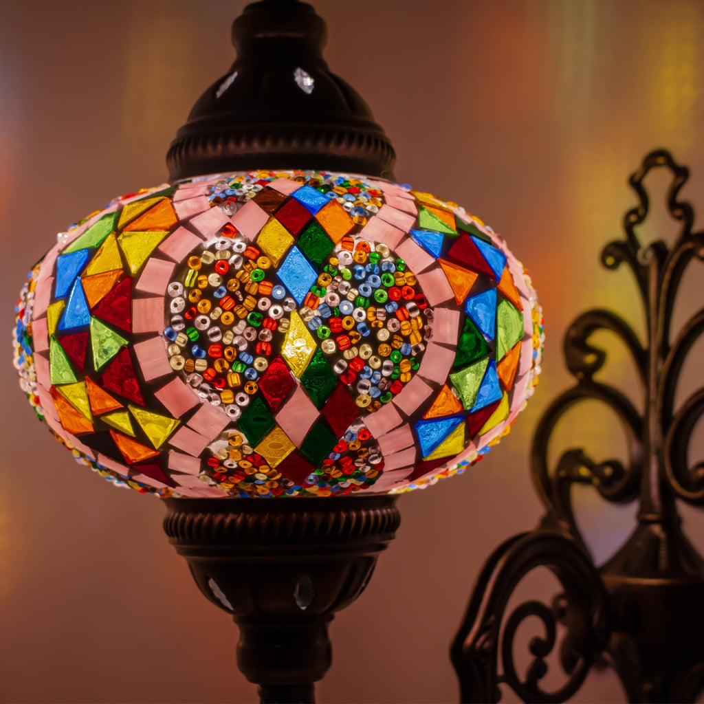 MoslandHome Handmade Turkish Mosaic Wall Sconce Lamp 11in Bronze