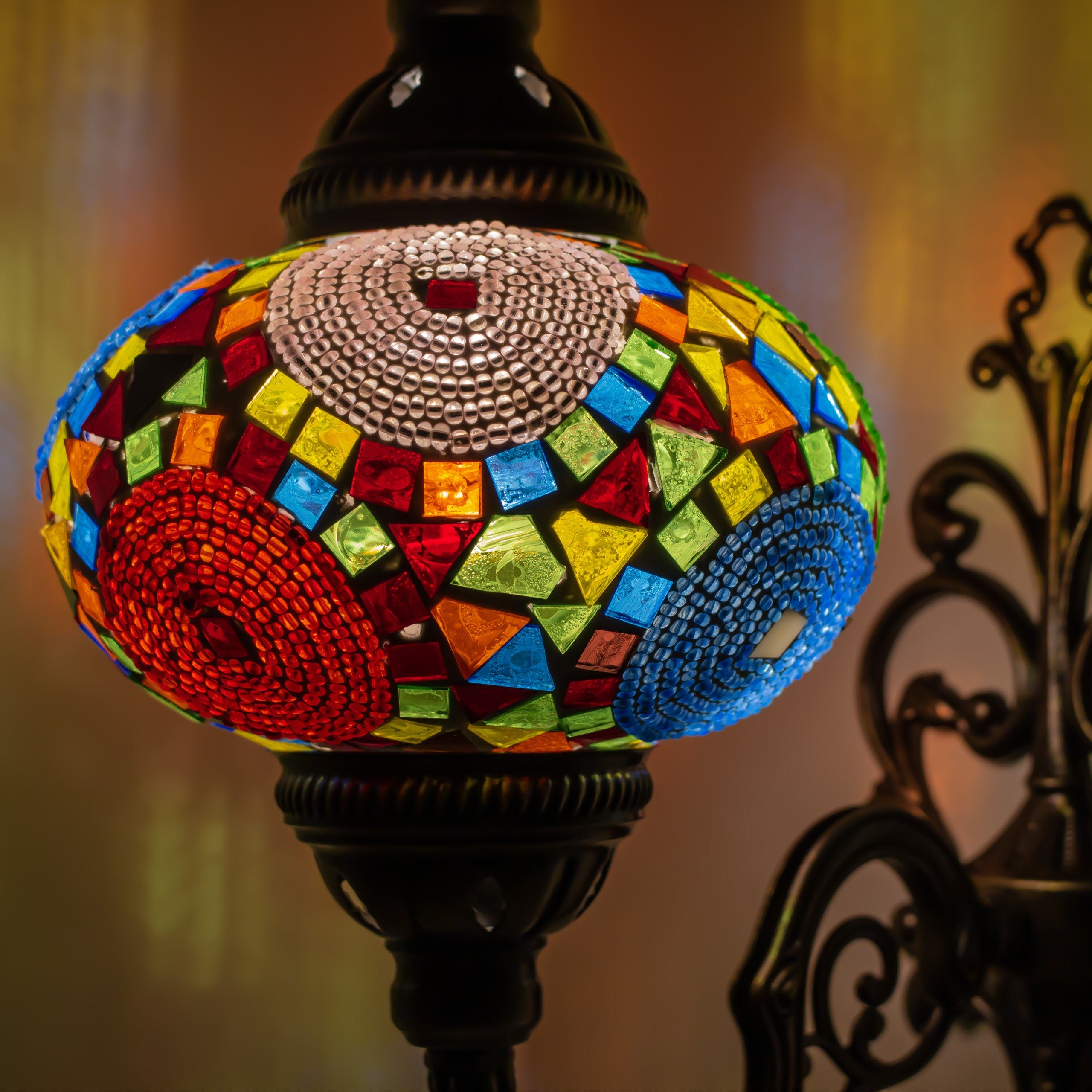 MoslandHome Handmade Turkish Mosaic Wall Sconce Lamp Bronze Base