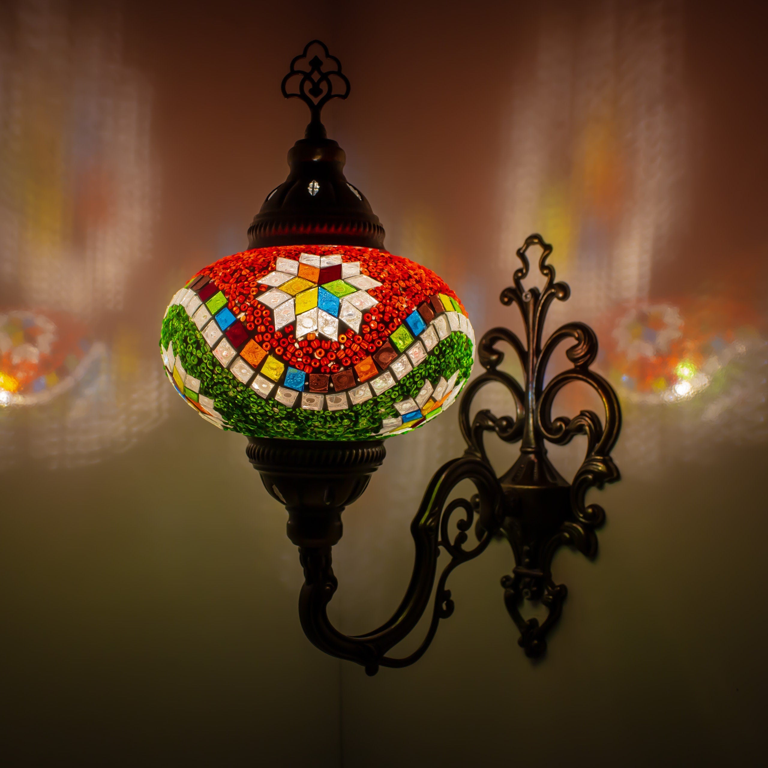 MoslandHome Turkish Moroccan Mosaic Wall Sconce Lamp Tiffany Style