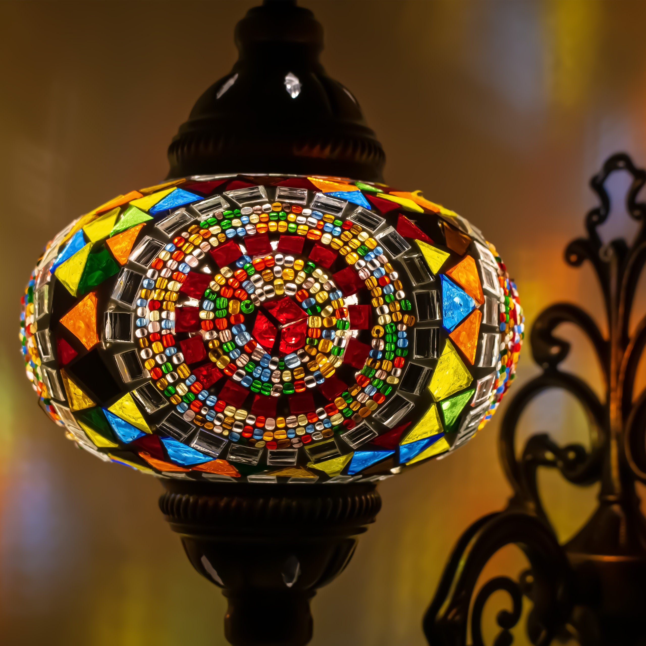 MoslandHome Turkish Moroccan Mosaic Wall Sconce Lamp Bronze Base