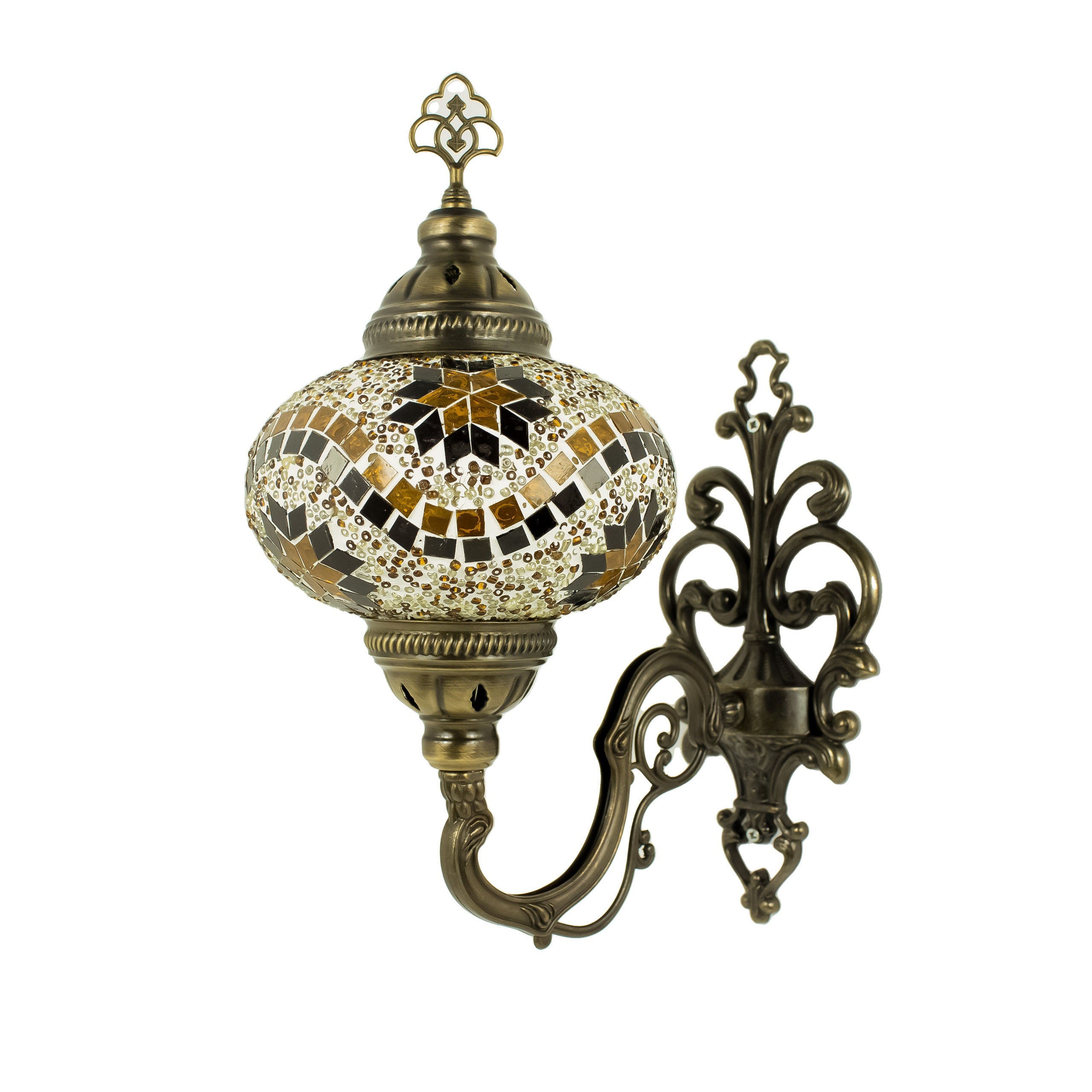 MoslandHome Handmade Turkish Mosaic Wall Sconce Lamp Bronze
