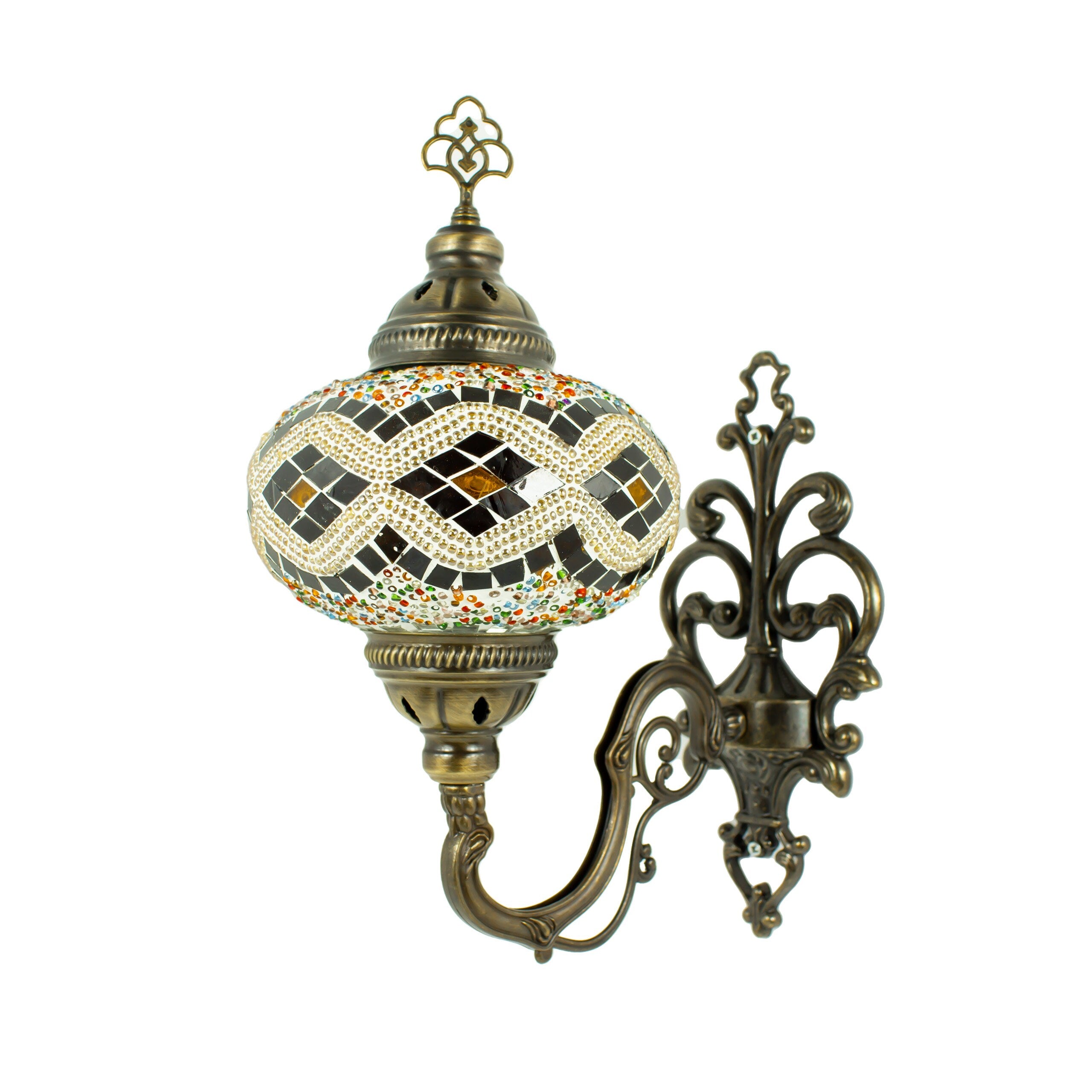 MoslandHome Handmade Turkish Mosaic Wall Sconce Lamp with Bronze Base