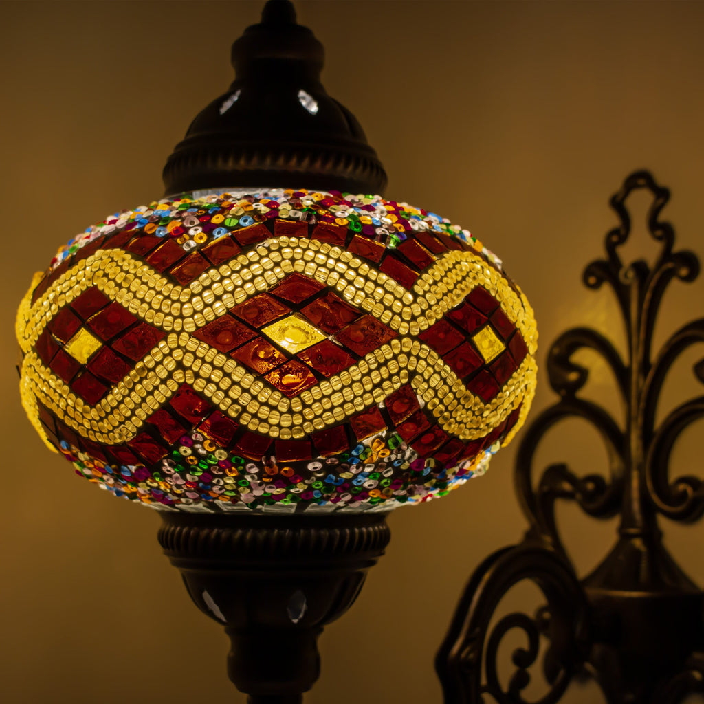 MoslandHome Handmade Turkish Mosaic Wall Sconce Lamp with Bronze Base