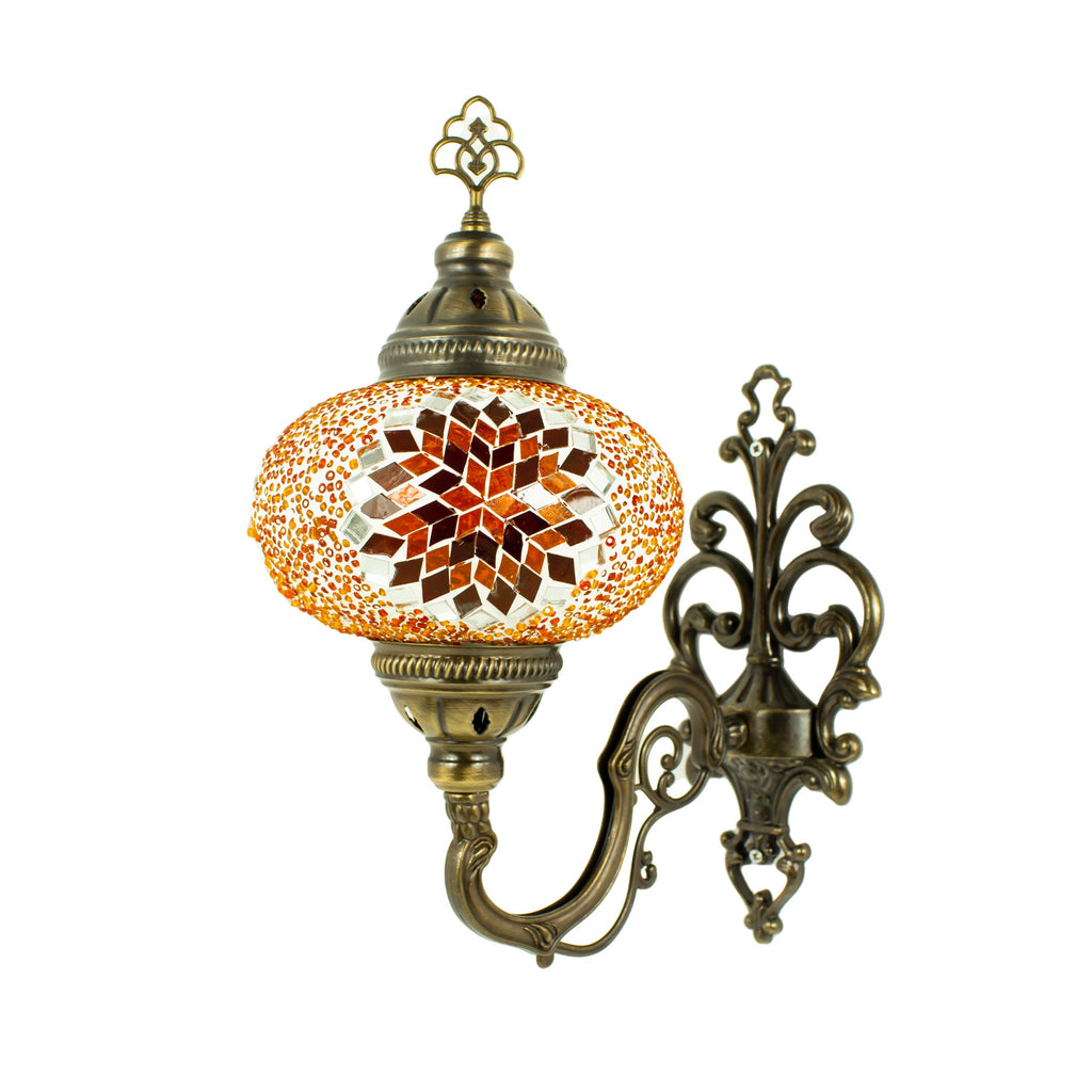 MoslandHome Turkish Moroccan Mosaic Wall Sconce Lamp 6.5in Bronze Base