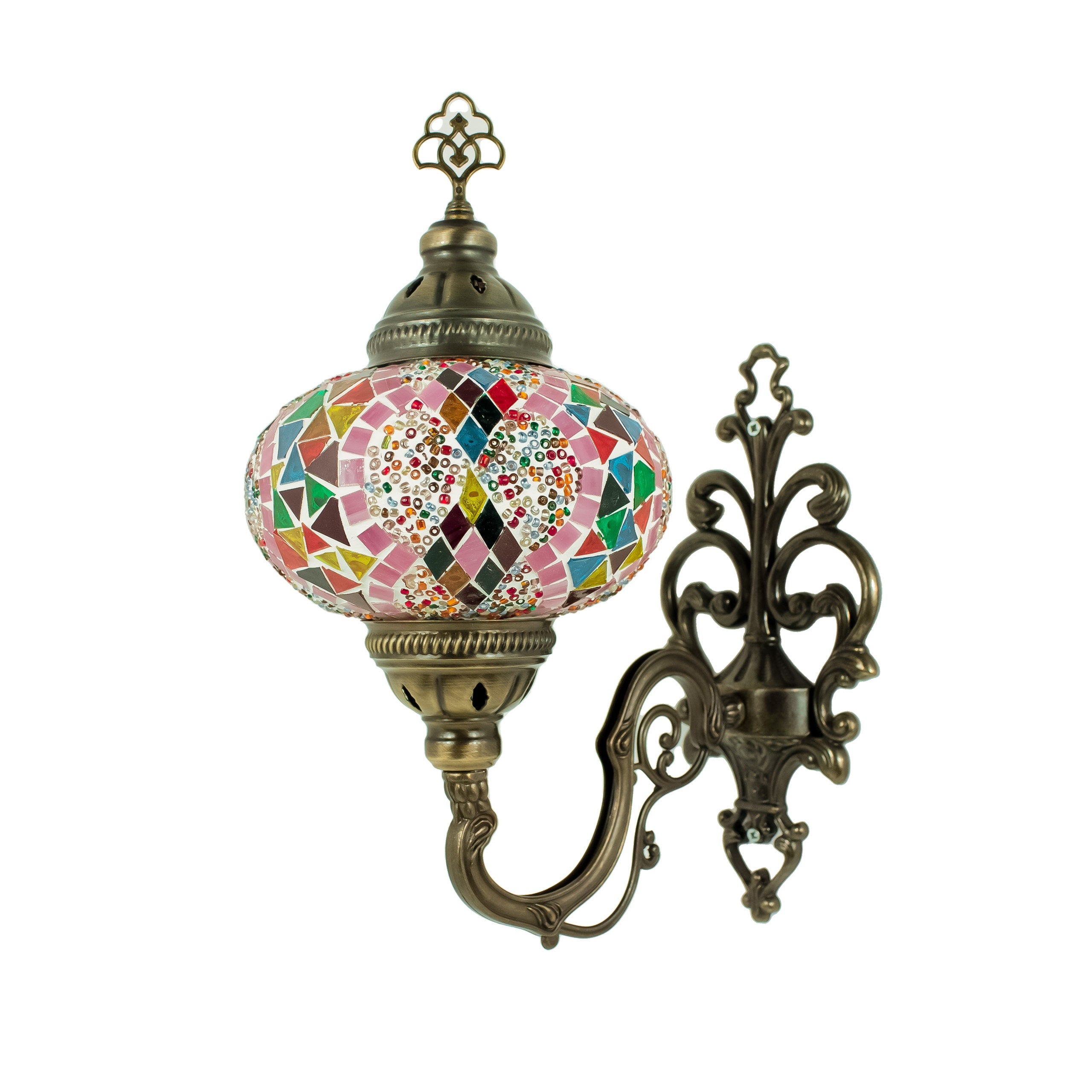 MoslandHome Handmade Turkish Mosaic Wall Sconce Lamp 11in Bronze