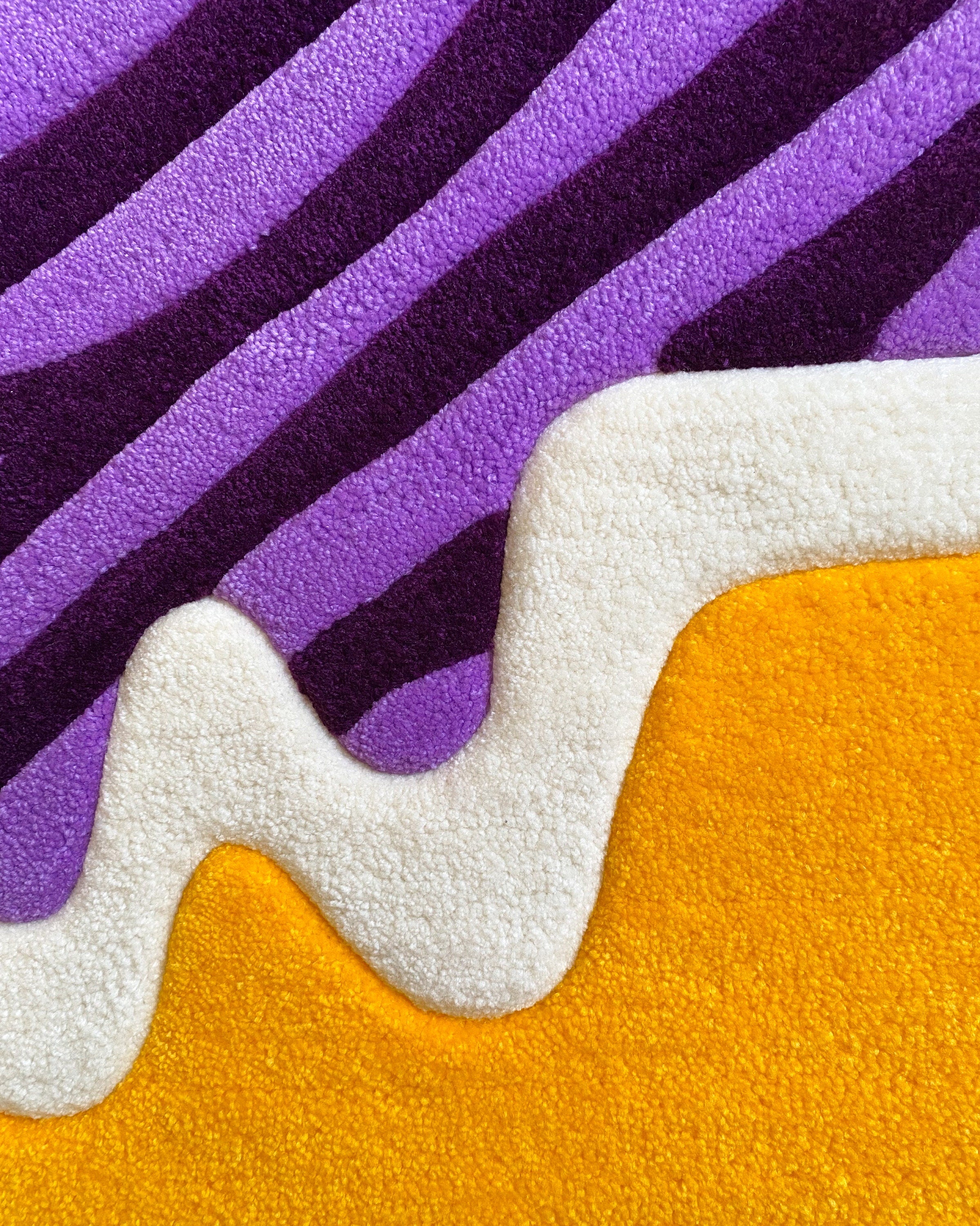 LargoModern Asymmetric Hand Tufted Fluffy Rug Purple Yellow
