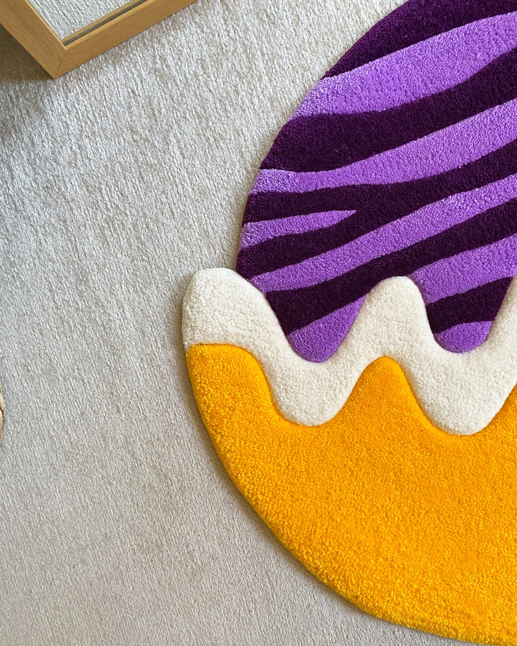LargoModern Asymmetric Hand Tufted Fluffy Rug Purple Yellow