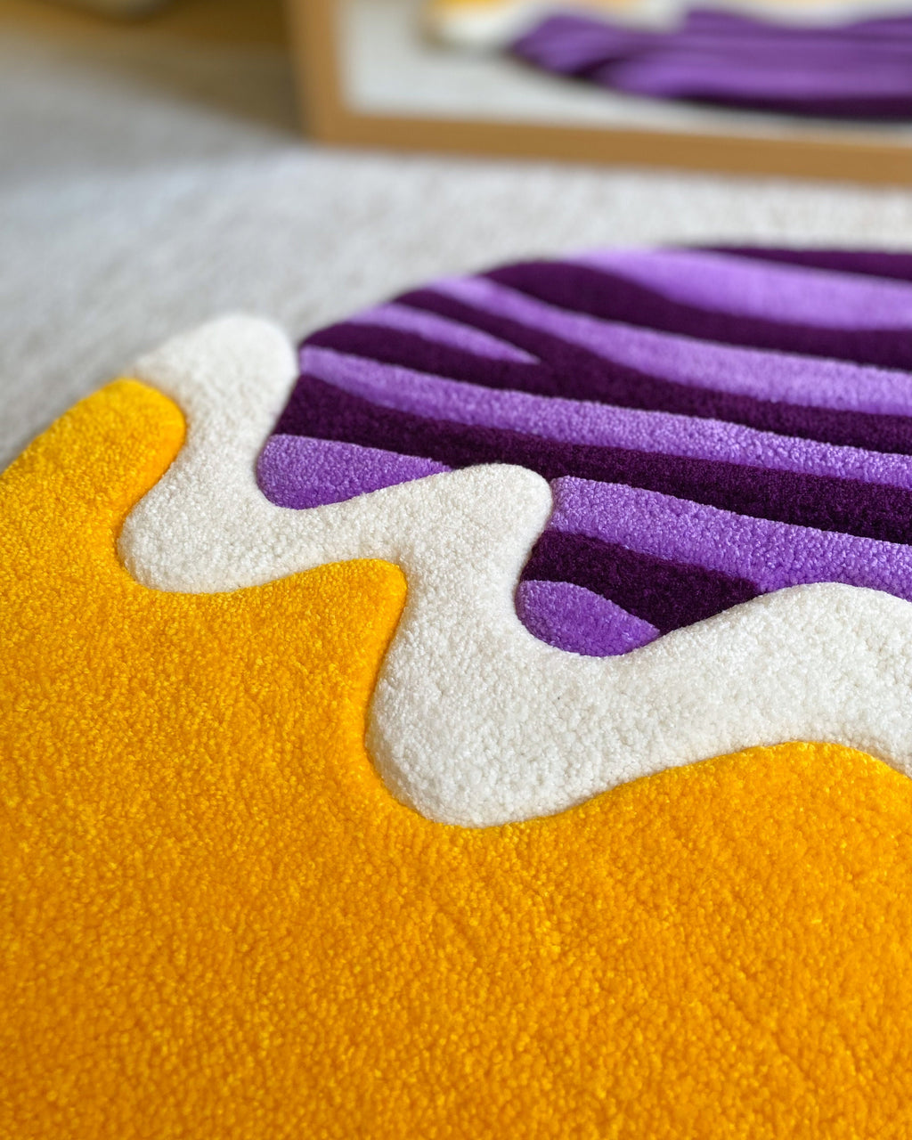 LargoModern Asymmetric Hand Tufted Fluffy Rug Purple Yellow