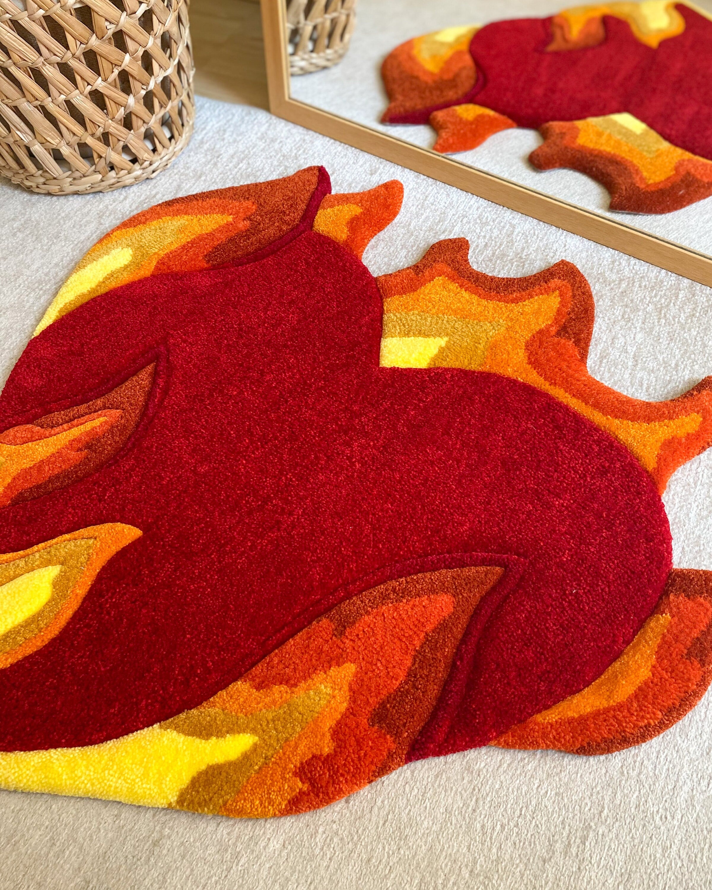 LargoModern Flaming Heart Tufted Rug Handmade Acrylic Cotton