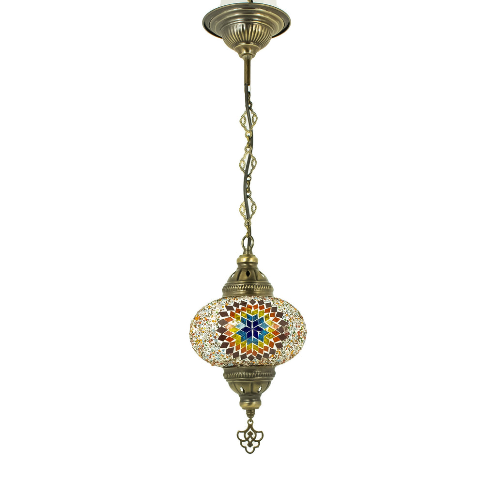 MoslandHome Handmade Turkish Mosaic Hanging Lamp Moroccan Chandelier 25.6in