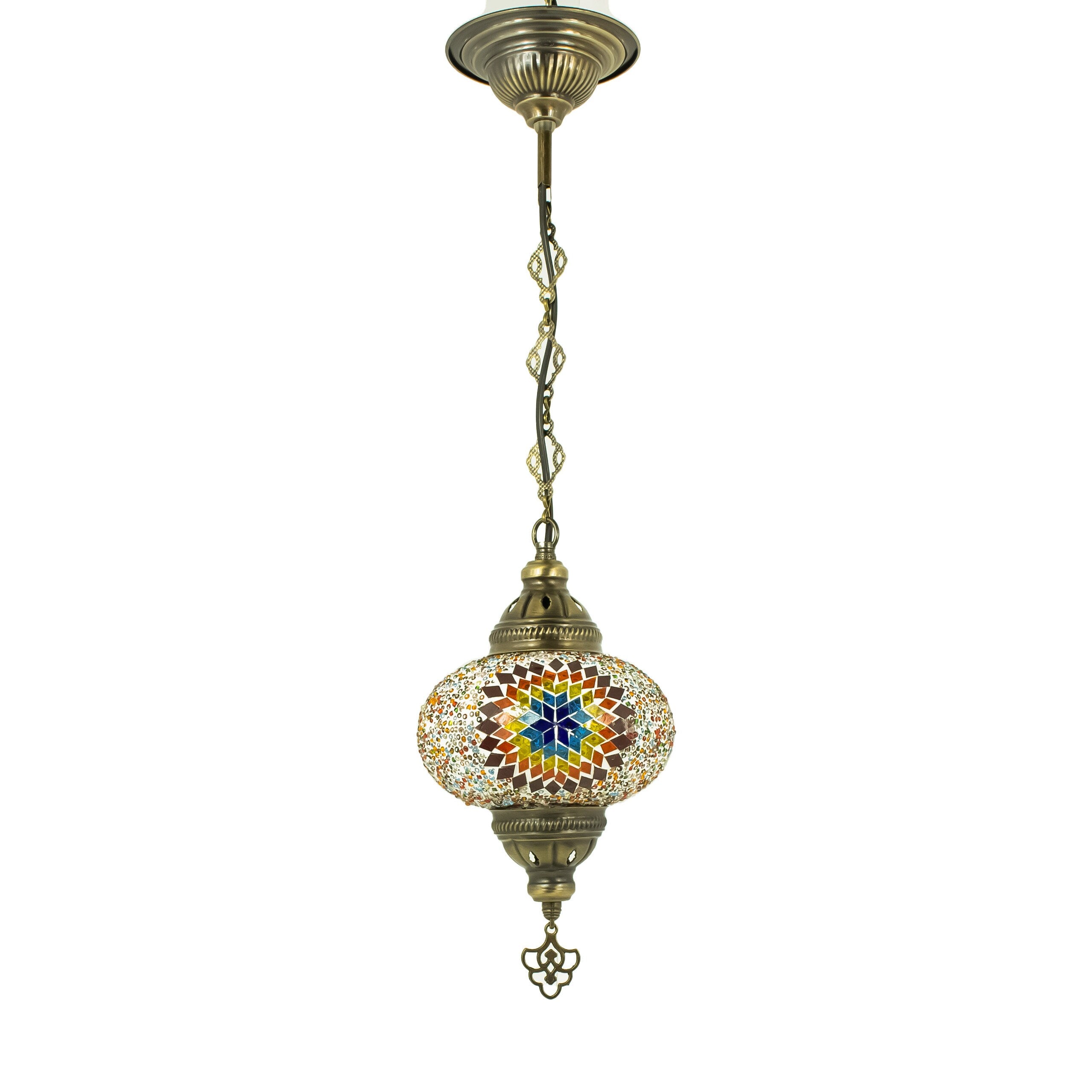 MoslandHome Handmade Turkish Mosaic Hanging Lamp Moroccan Chandelier 25.6in