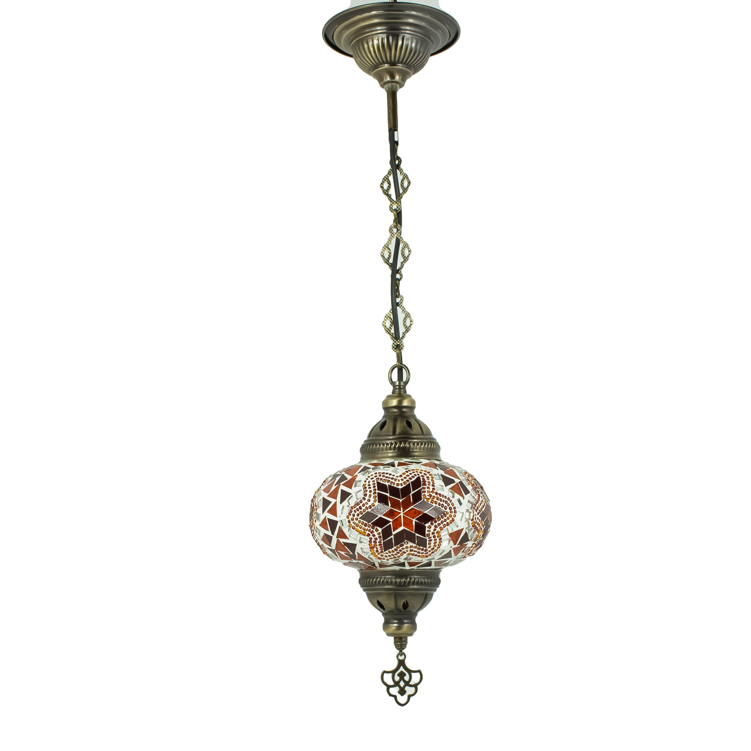 MoslandHome Handmade Turkish Mosaic Pendant Lamp 6.5in Globe Multicolor