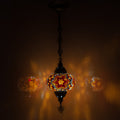 MoslandHome Handmade Turkish Mosaic Pendant Lamp 6.5in Globe Multicolor