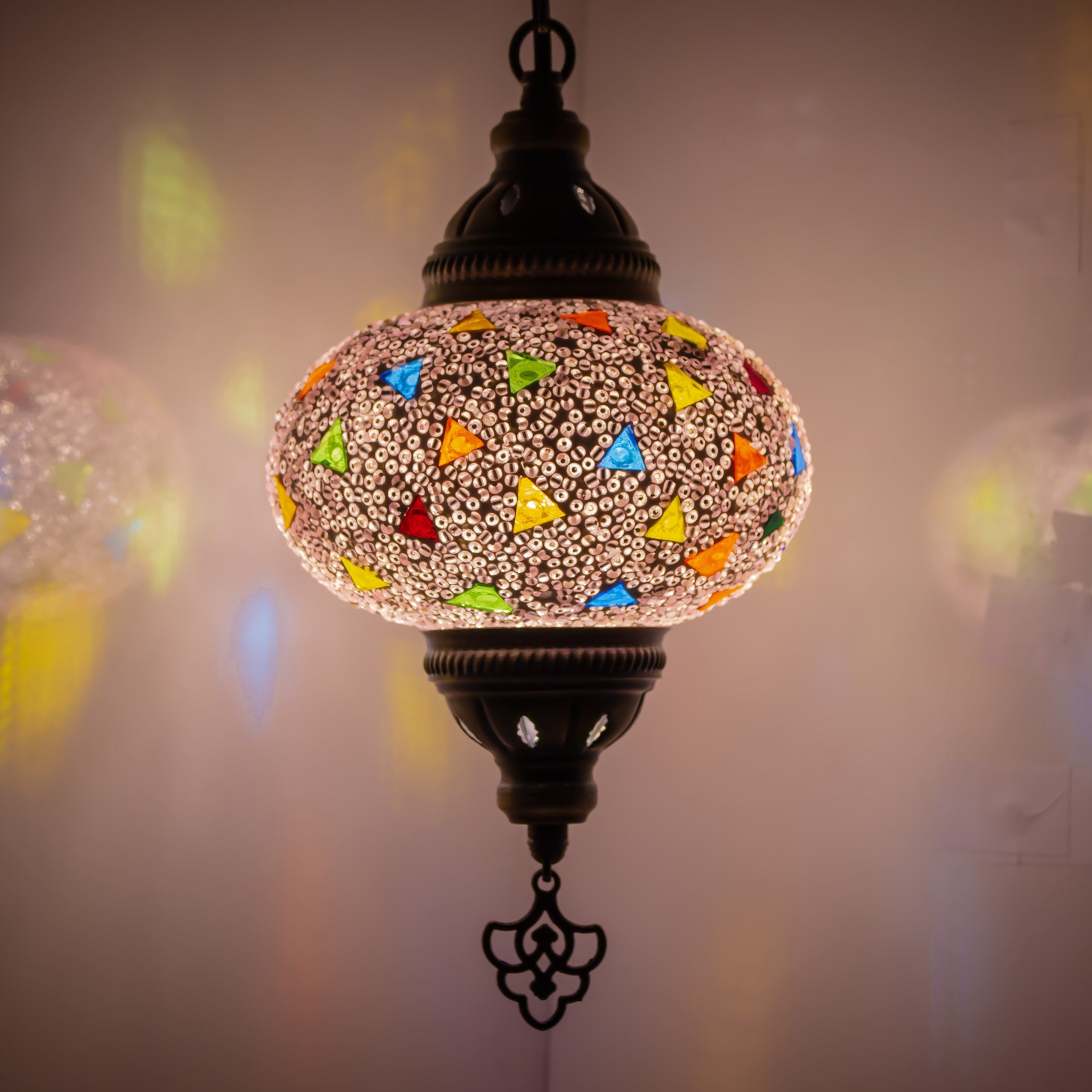 MoslandHome Turkish Mosaic Hanging Pendant Lamp Colorful 25.6in