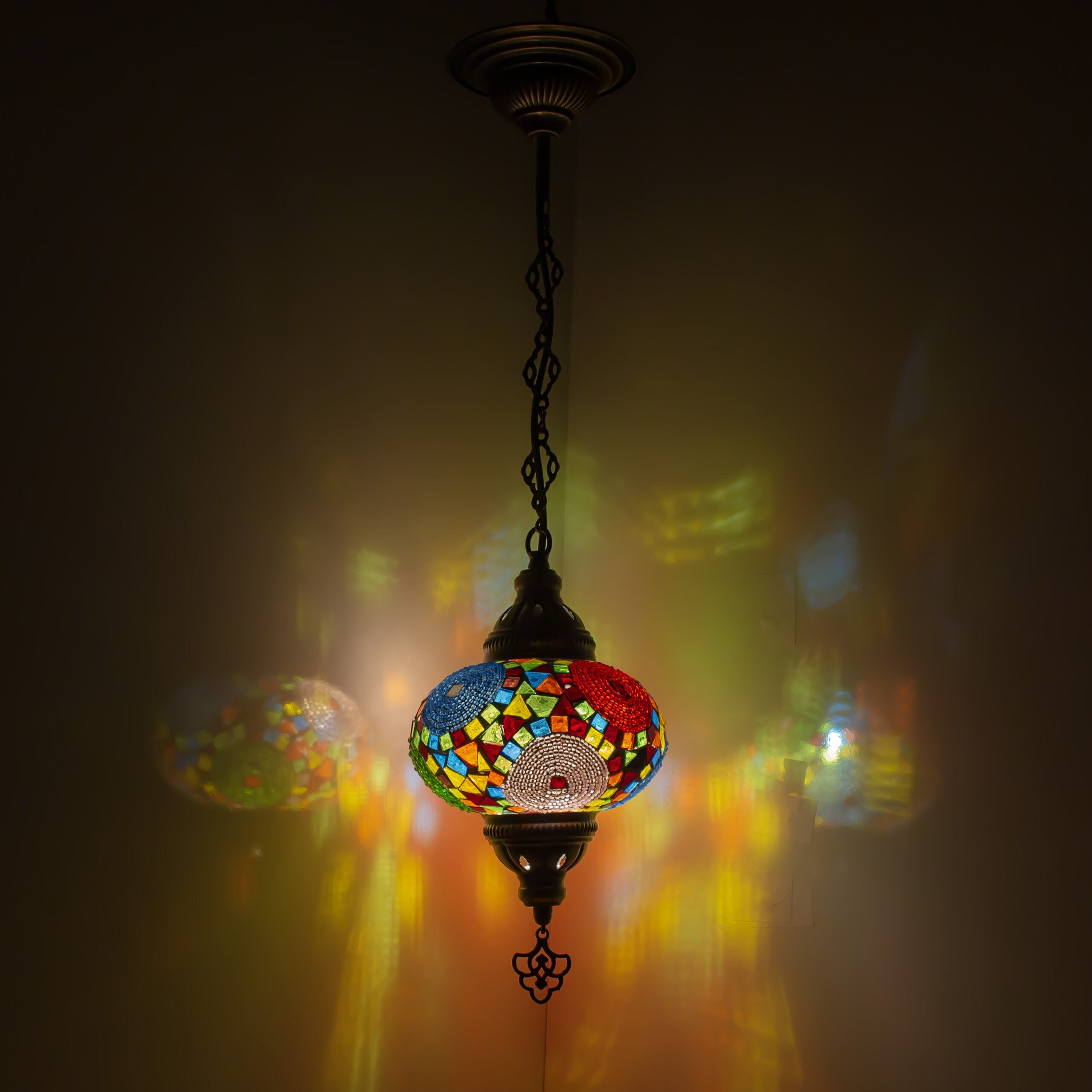 MoslandHome Handmade Turkish Mosaic Pendant Lamp Multi-Color