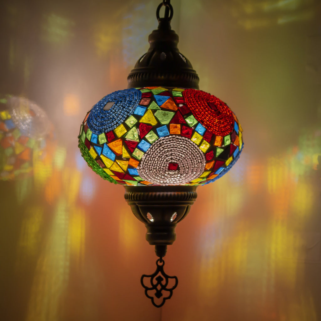 MoslandHome Handmade Turkish Mosaic Pendant Lamp Multi-Color