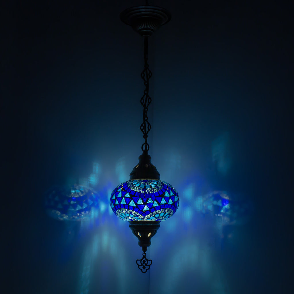 MoslandHome Handmade Turkish Mosaic Pendant Light 6.5in Globe