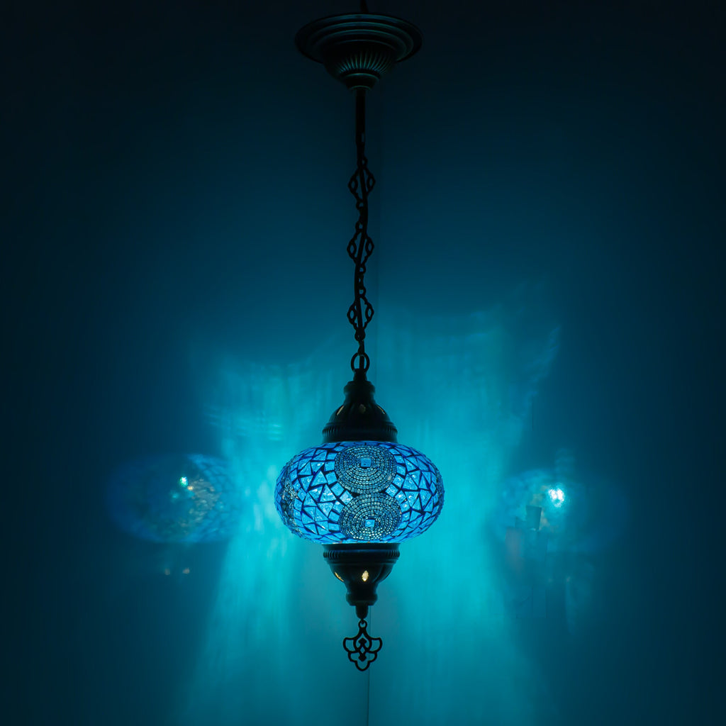 MoslandHome Handmade Turkish Mosaic Chandelier Pendant Light Colorful