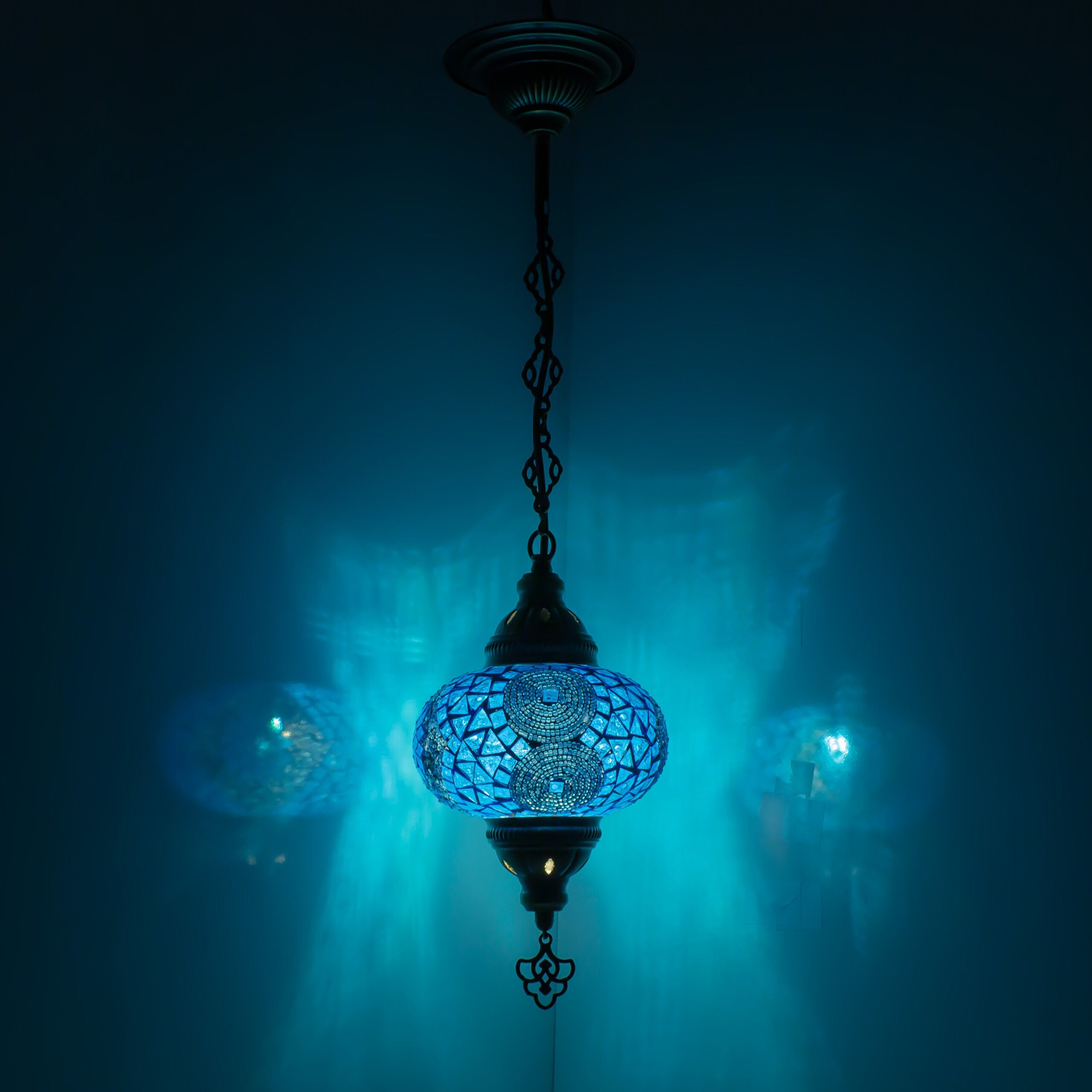 MoslandHome Handmade Turkish Mosaic Chandelier Pendant Light Colorful
