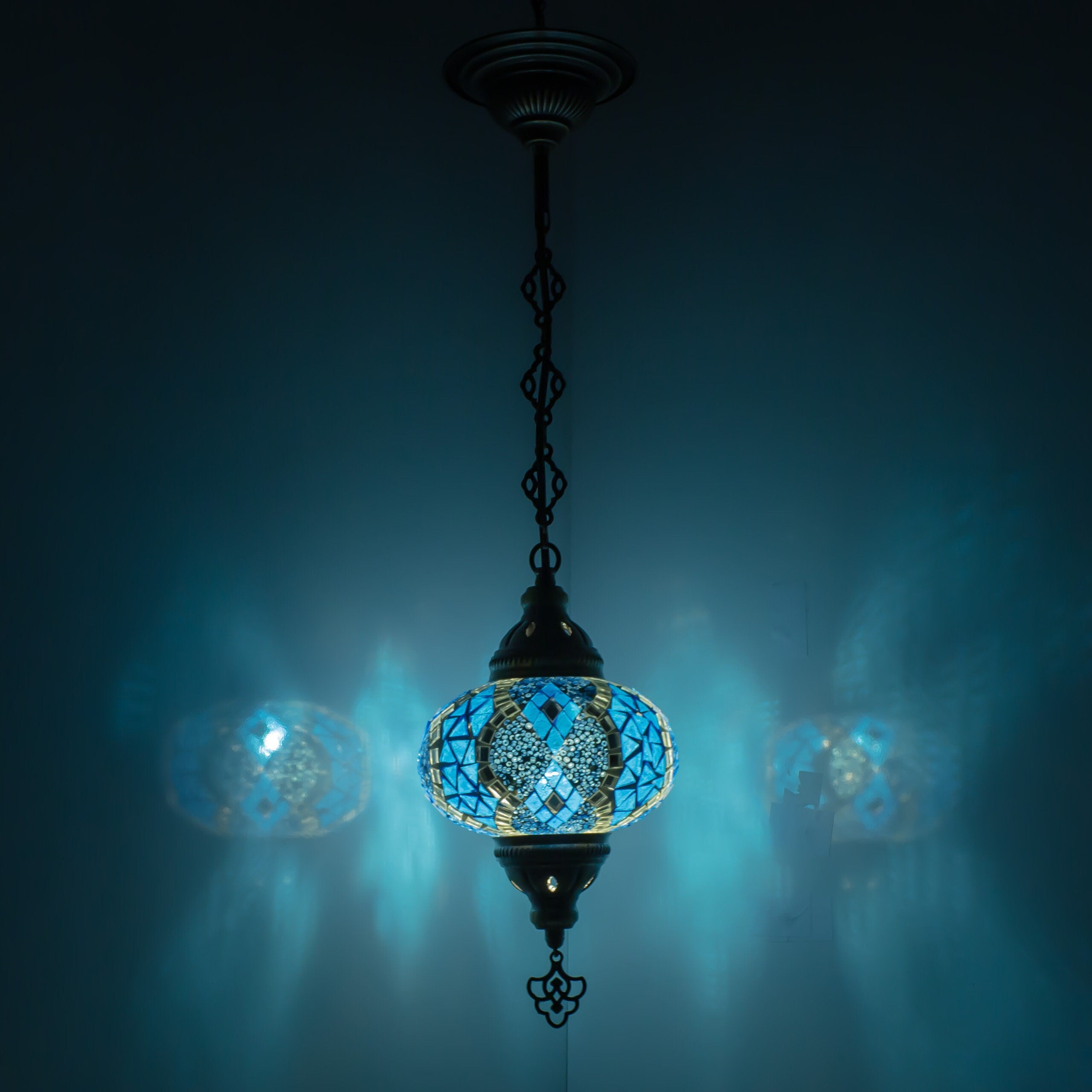 MoslandHome Handmade Turkish Mosaic Chandelier Pendant Light Colorful