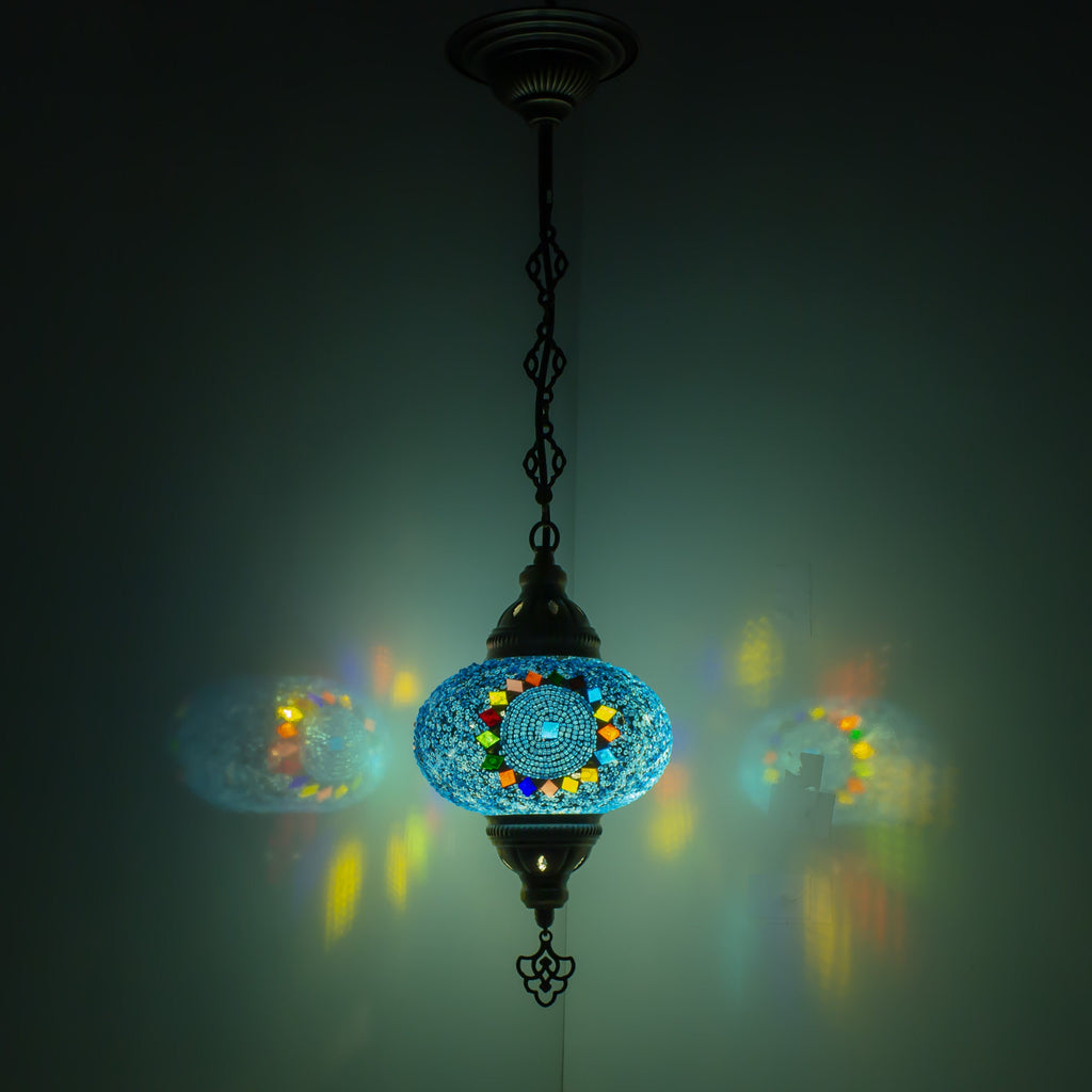MoslandHome Handmade Turkish Mosaic Pendant Lamp Colorful Moroccan 6.5in