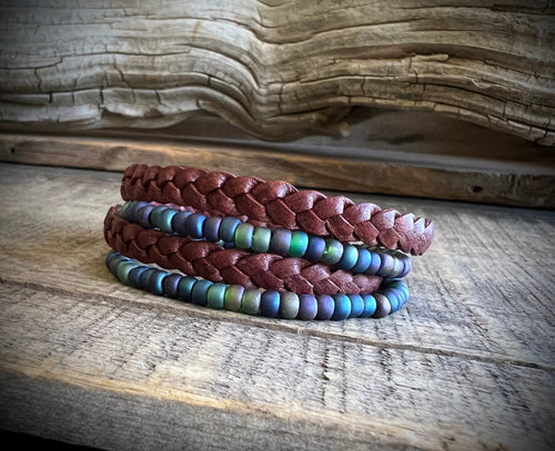 BohoWrapFrancesca Earthy Boho Wrap Bracelet Magnetic Clasp Glass Beads